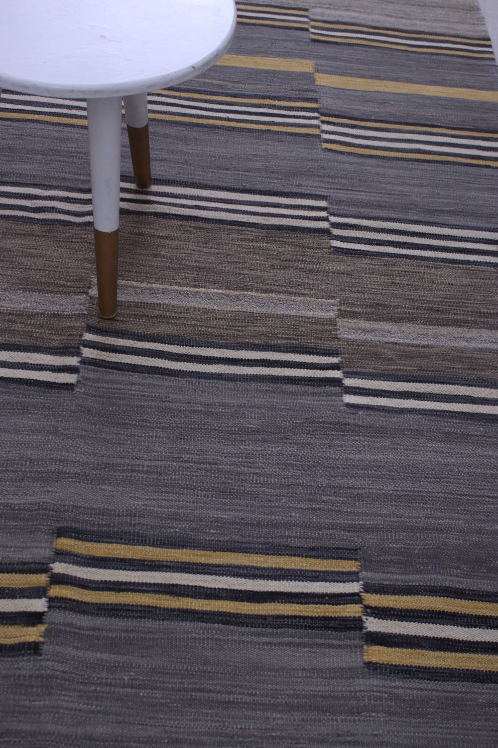 Grijs Tapijt Laagpolig Handgeweven Wollen Vloerkleed - Omid Afghan Modern Kelim 227x148