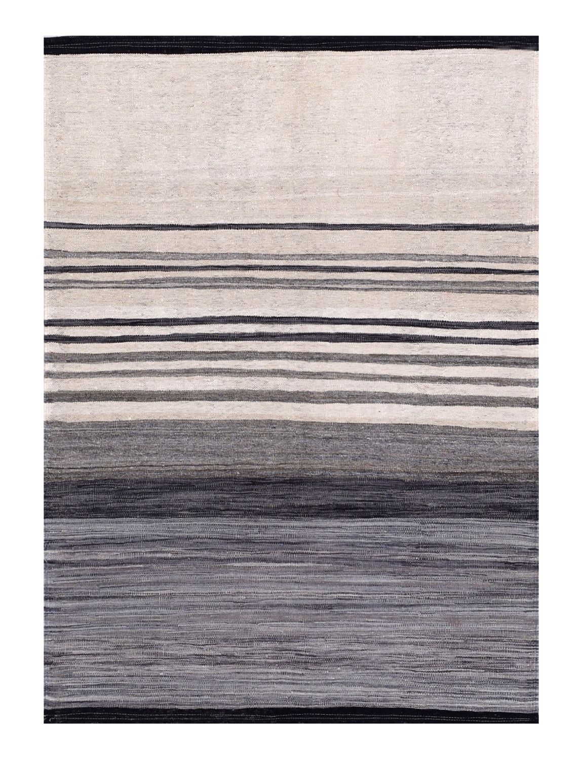 Grijs Tapijt Laagpolig Handgeweven Wollen Vloerkleed - Omid Afghan Modern Kelim 148x99