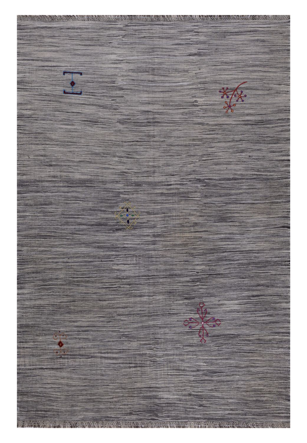 Grijs Tapijt Laagpolig Handgeweven Wollen Vloerkleed - Omid Afghan Modern Kelim 249x173