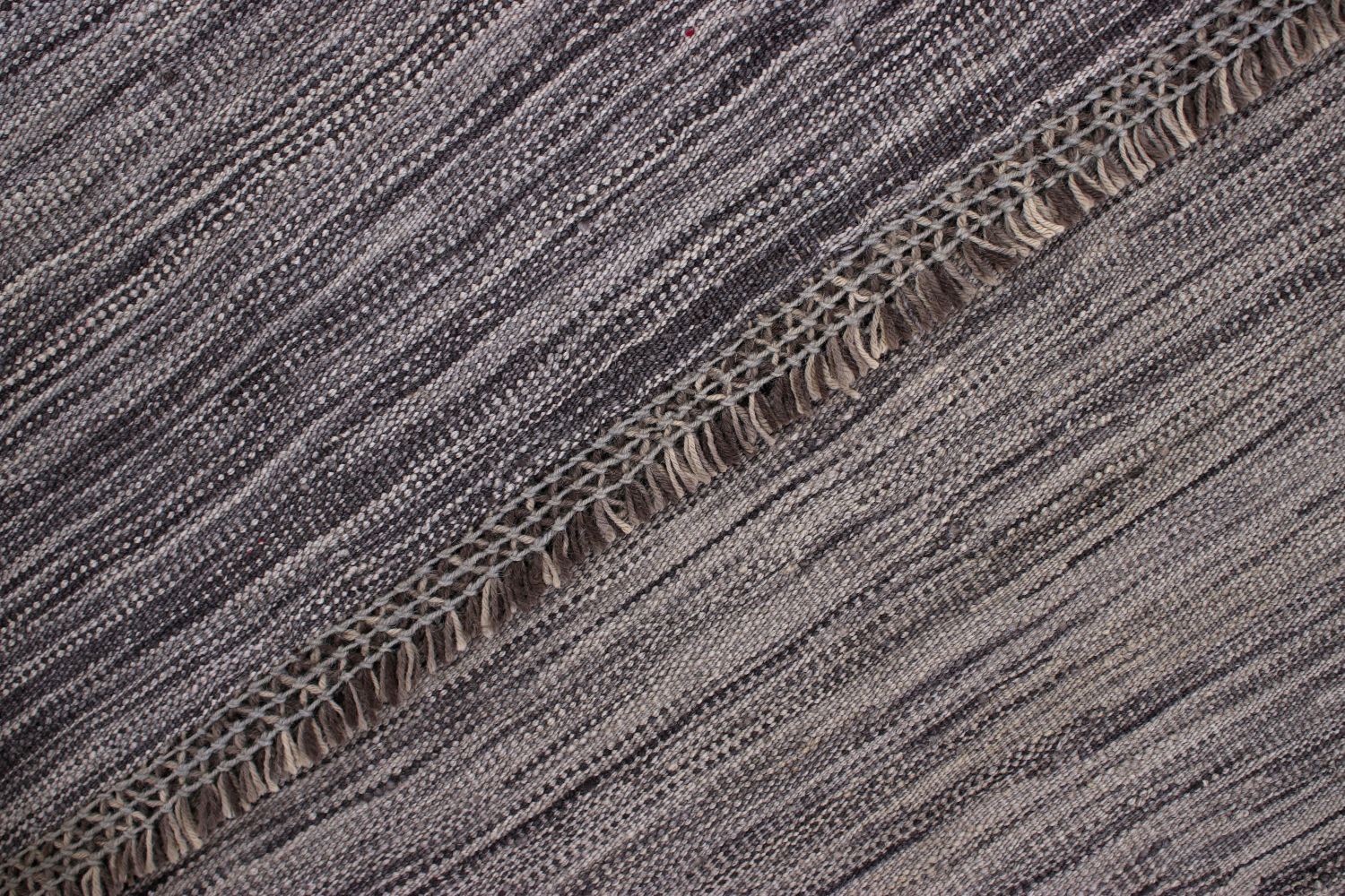 Grijs Tapijt Laagpolig Handgeweven Wollen Vloerkleed - Omid Afghan Modern Kelim 249x173