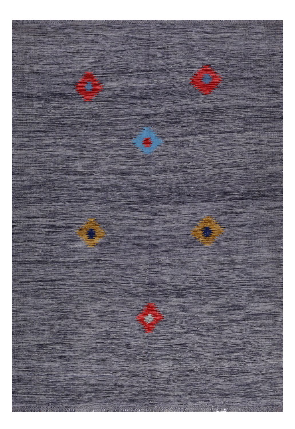 Grijs Tapijt Laagpolig Handgeweven Wollen Vloerkleed - Omid Afghan Modern Kelim 259x179