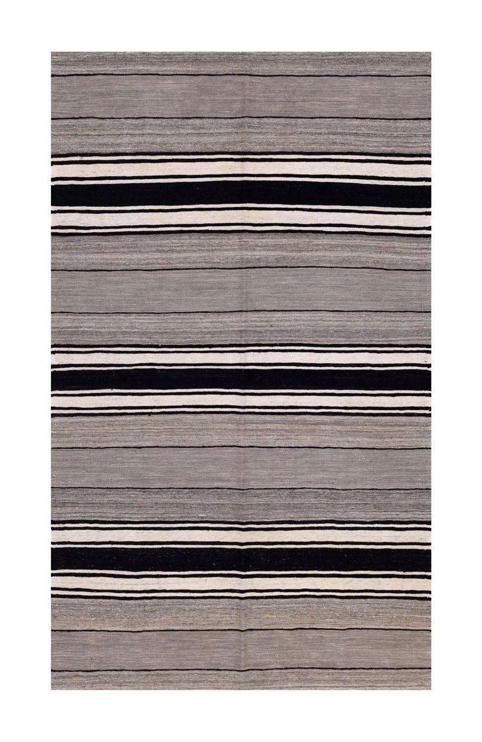 Grijs Tapijt Laagpolig Handgeweven Wollen Vloerkleed - Omid Afghan Modern Kelim 201x117