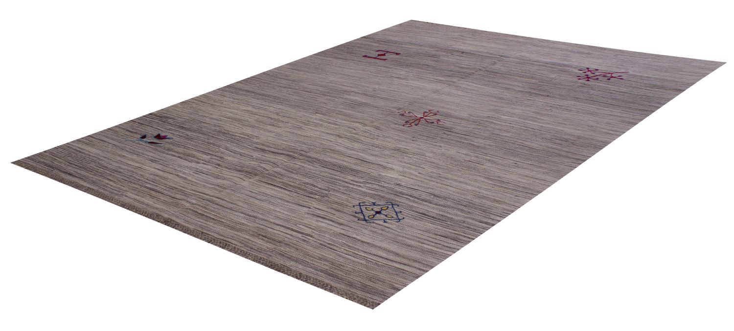 Grijs Tapijt Laagpolig Handgeweven Wollen Vloerkleed - Omid Afghan Modern Kelim 240x157