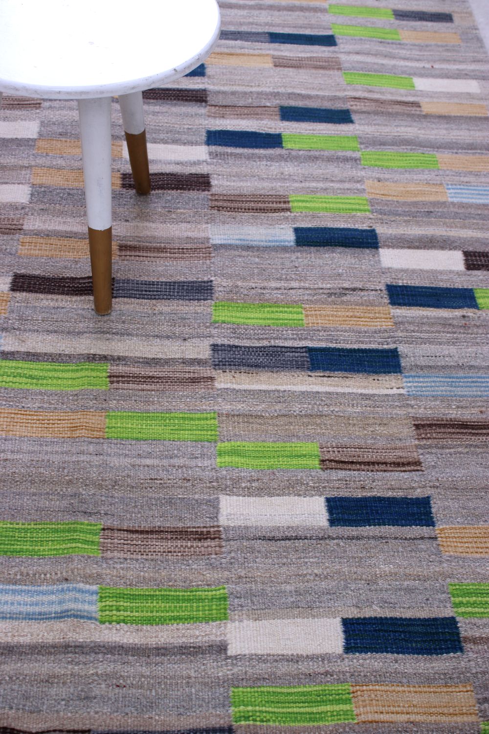 Grijs Tapijt Laagpolig Handgeweven Wollen Vloerkleed - Omid Afghan Modern Kelim 223x156
