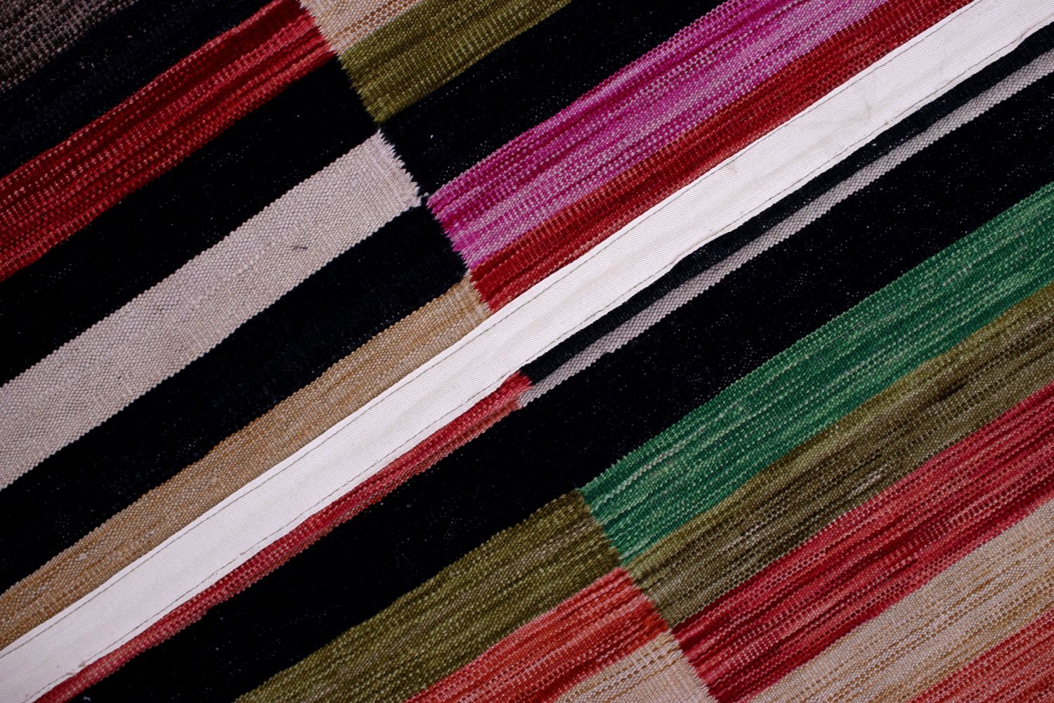 Kleurrijk Tapijt Laagpolig Handgeweven Wollen Vloerkleed - Omid Afghan Modern Kelim 300x204