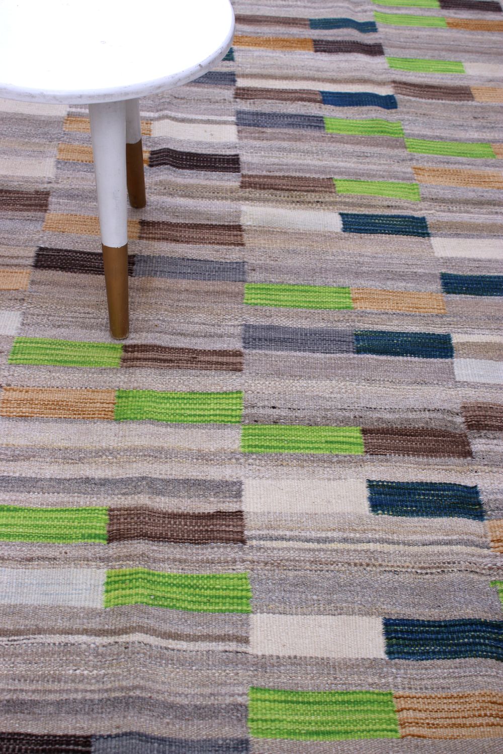 Grijs Tapijt Laagpolig Handgeweven Wollen Vloerkleed - Omid Afghan Modern Kelim 221x160