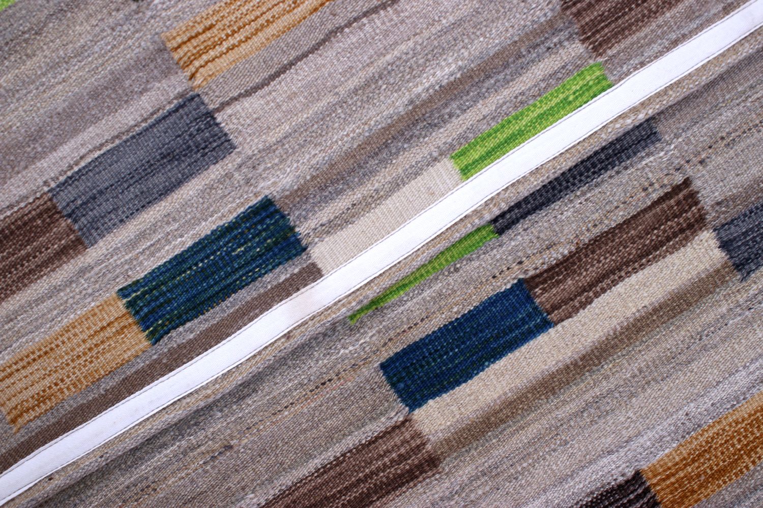 Grijs Tapijt Laagpolig Handgeweven Wollen Vloerkleed - Omid Afghan Modern Kelim 221x160