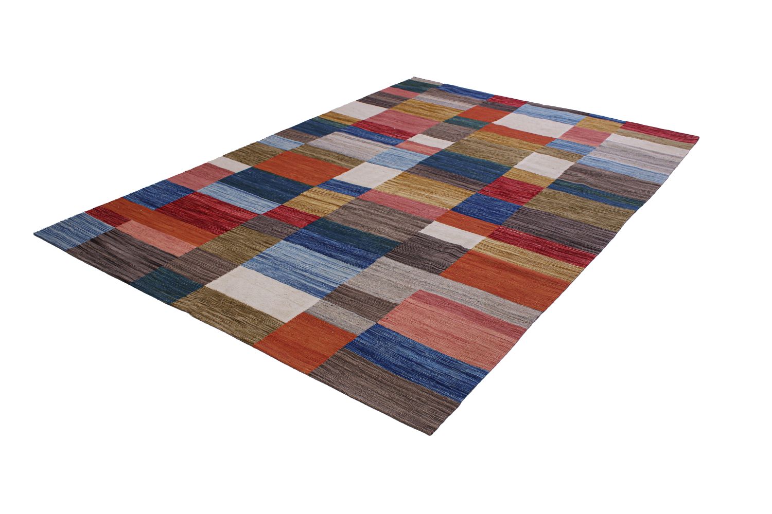 Kleurrijk Tapijt Laagpolig Handgeweven Wollen Vloerkleed - Omid Afghan Modern Kelim 297x196