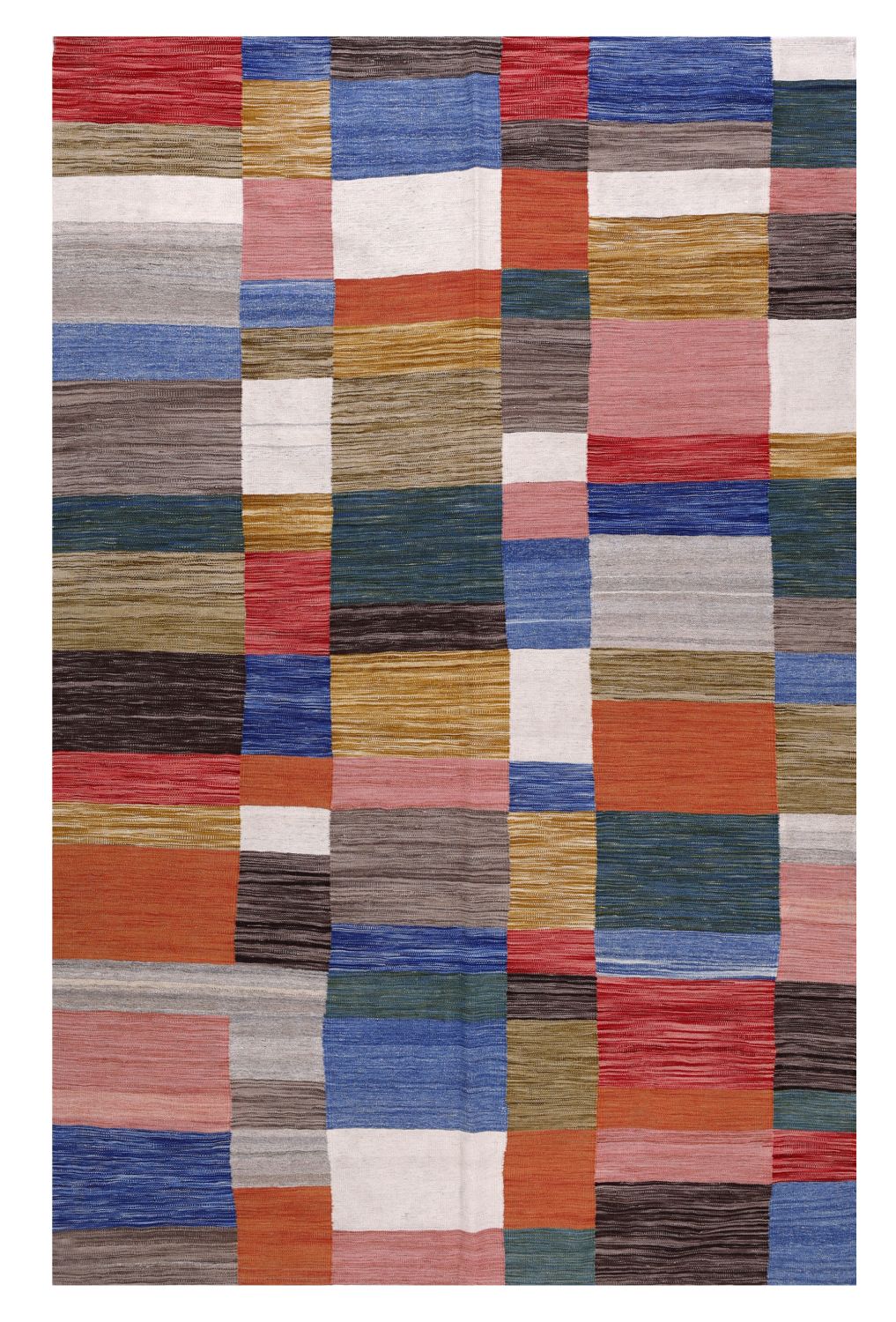 Kleurrijk Tapijt Laagpolig Handgeweven Wollen Vloerkleed - Omid Afghan Modern Kelim 302x190