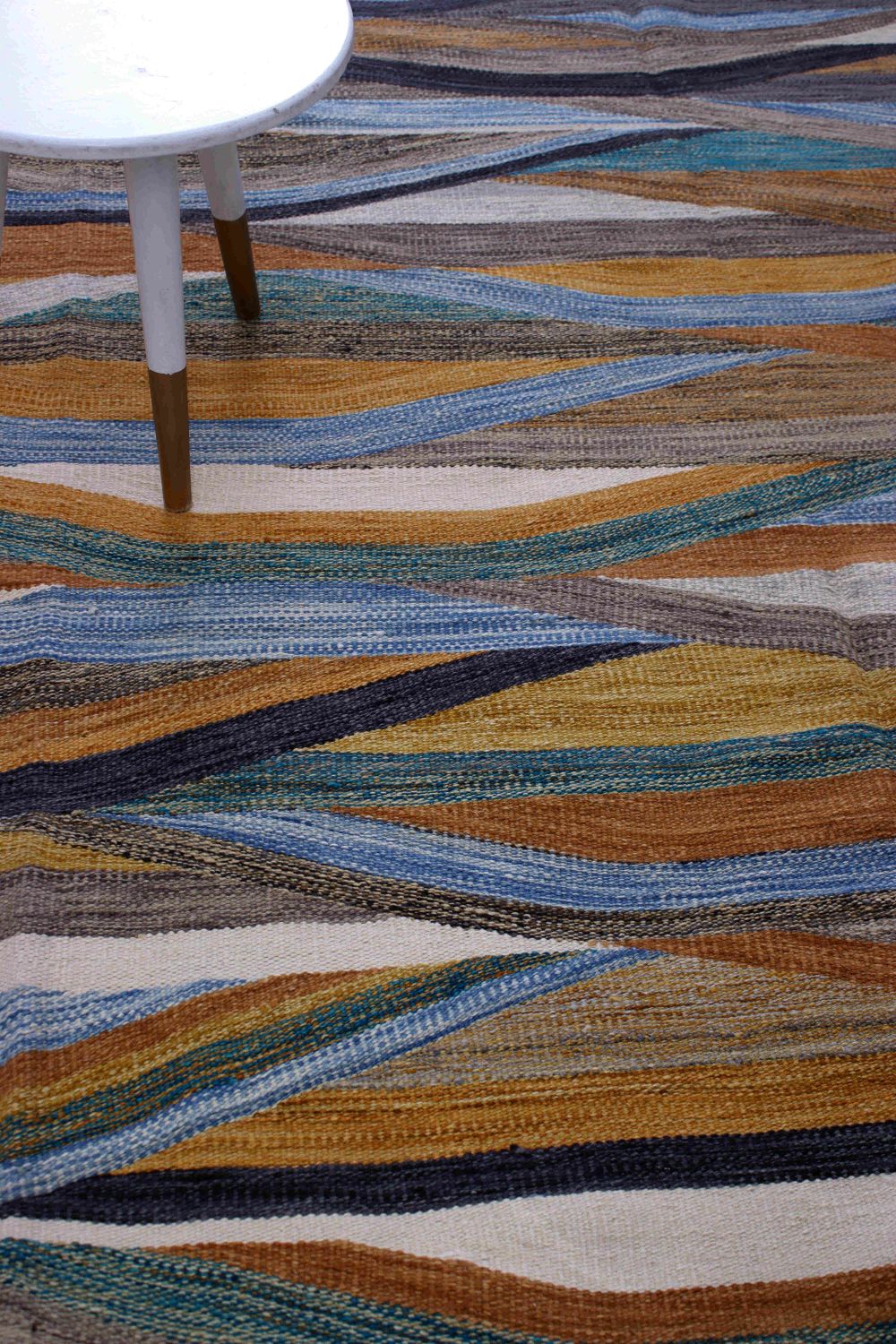 Kleurrijk Tapijt Laagpolig Handgeweven Wollen Vloerkleed - Omid Afghan Modern Kelim 302x245
