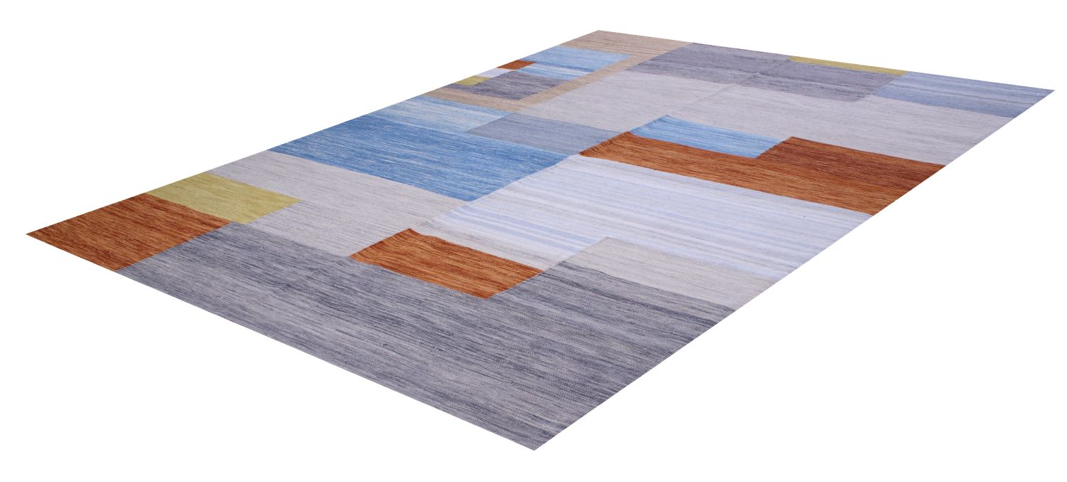 Kleurrijk Tapijt Laagpolig Handgeweven Wollen Vloerkleed - Omid Afghan Modern Kelim 294x204