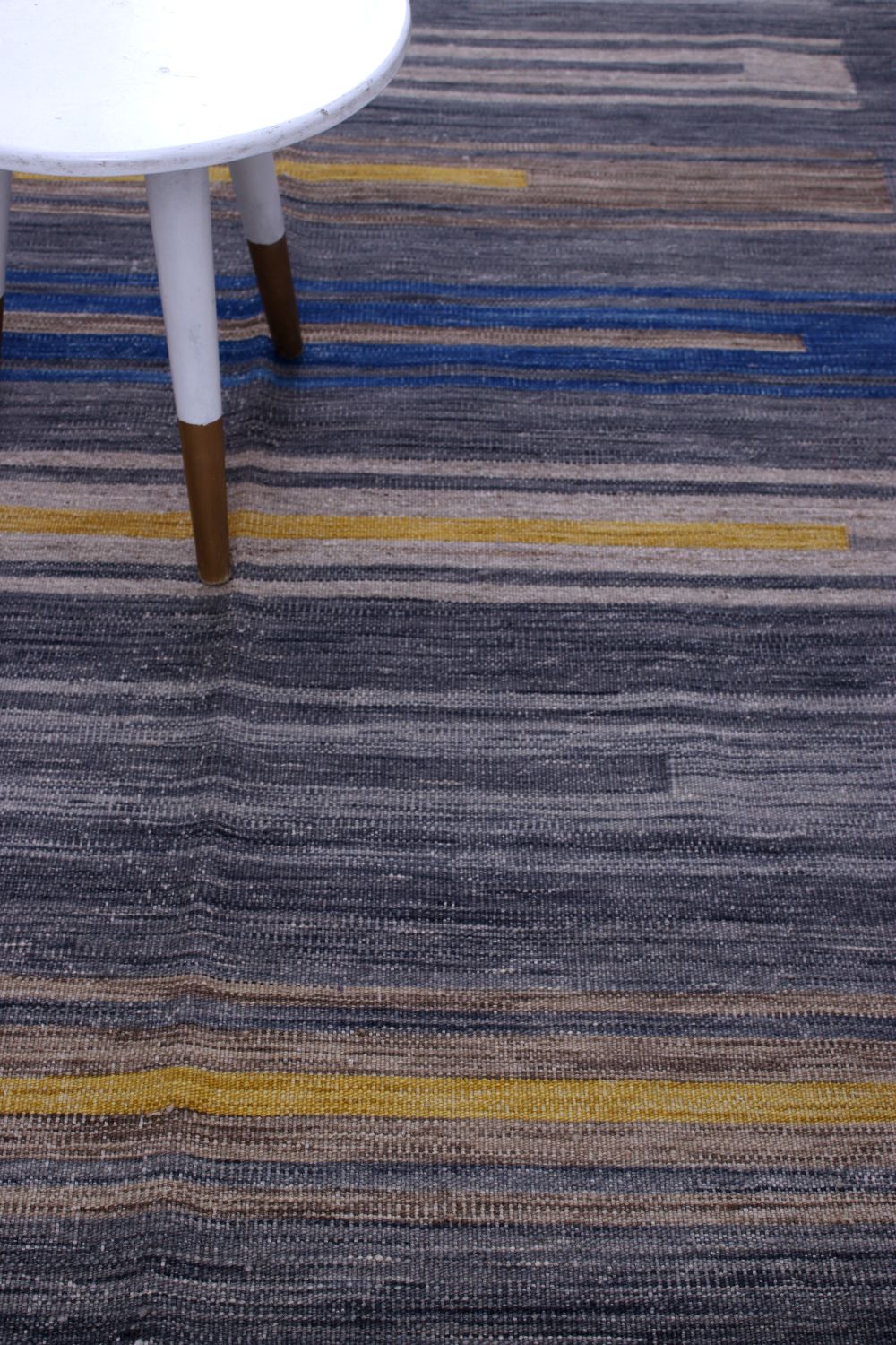 Blauw Tapijt Laagpolig Handgeweven Wollen Vloerkleed - Omid Afghan Modern Kelim 225x155