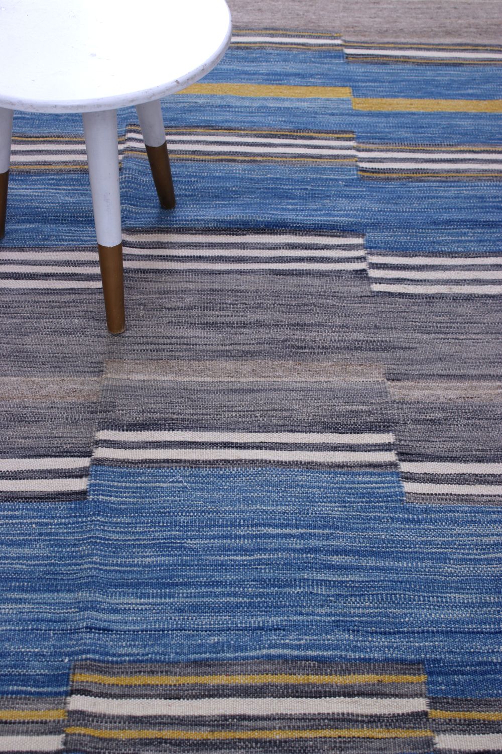 Blauw Tapijt Laagpolig Handgeweven Wollen Vloerkleed - Omid Afghan Modern Kelim 225x170