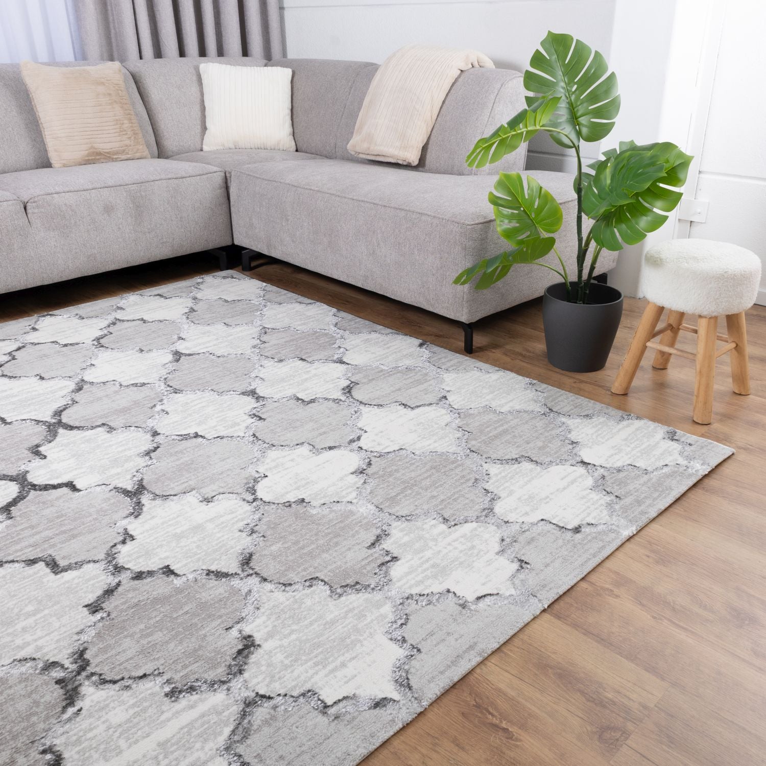 Grijs Tapijt Laagpolig Vloerkleed Omid Marbella