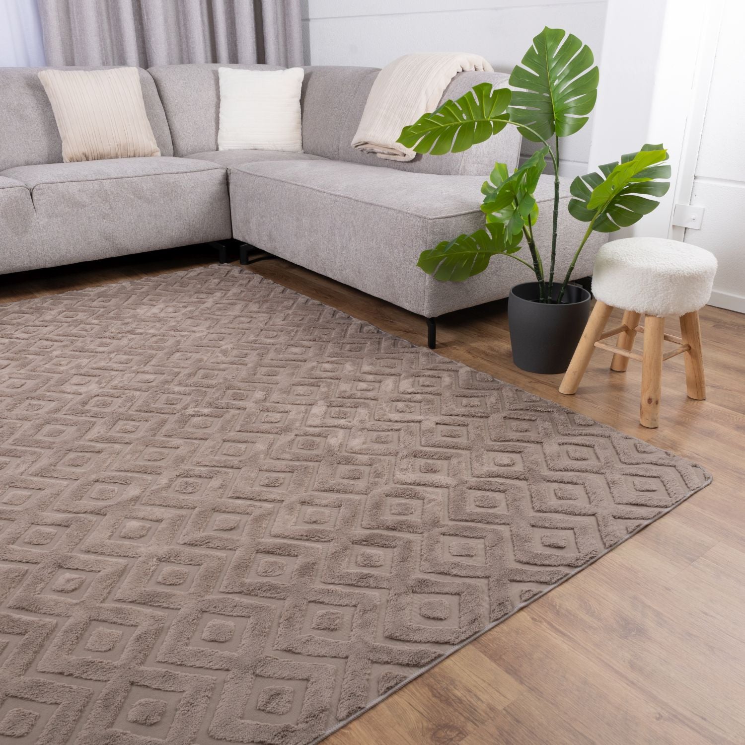Grijs Tapijt Laagpolig Vloerkleed Omid Wasbaar Japondi - Omid Carpets
