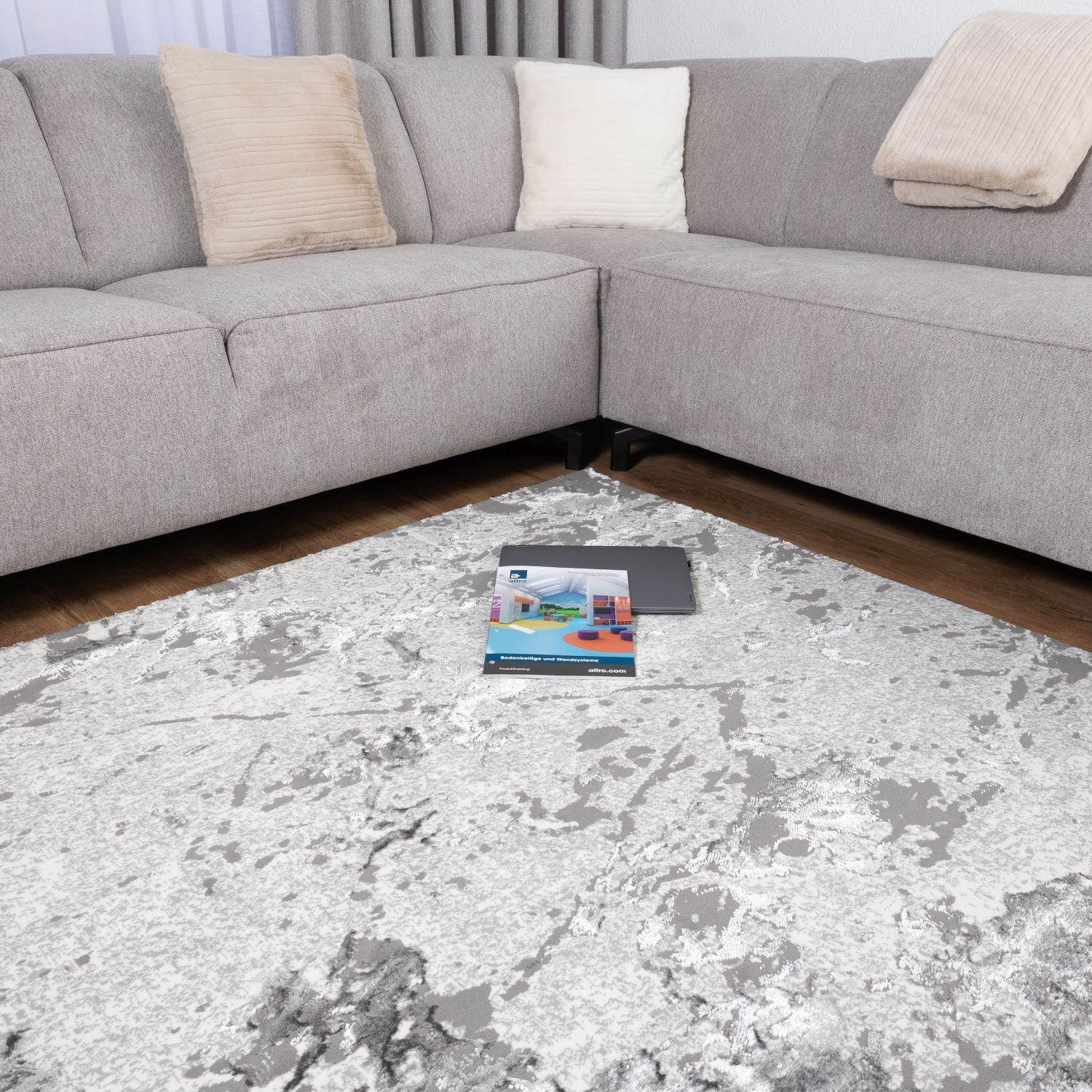 Grijs Tapijt Laagpolig Vloerkleed Omid Premium Marble