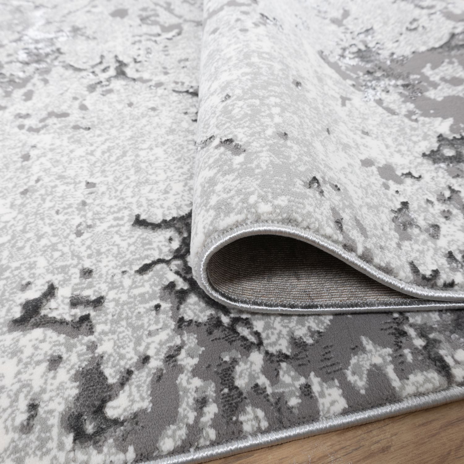 Grijs Tapijt Laagpolig Vloerkleed Omid Premium Marble