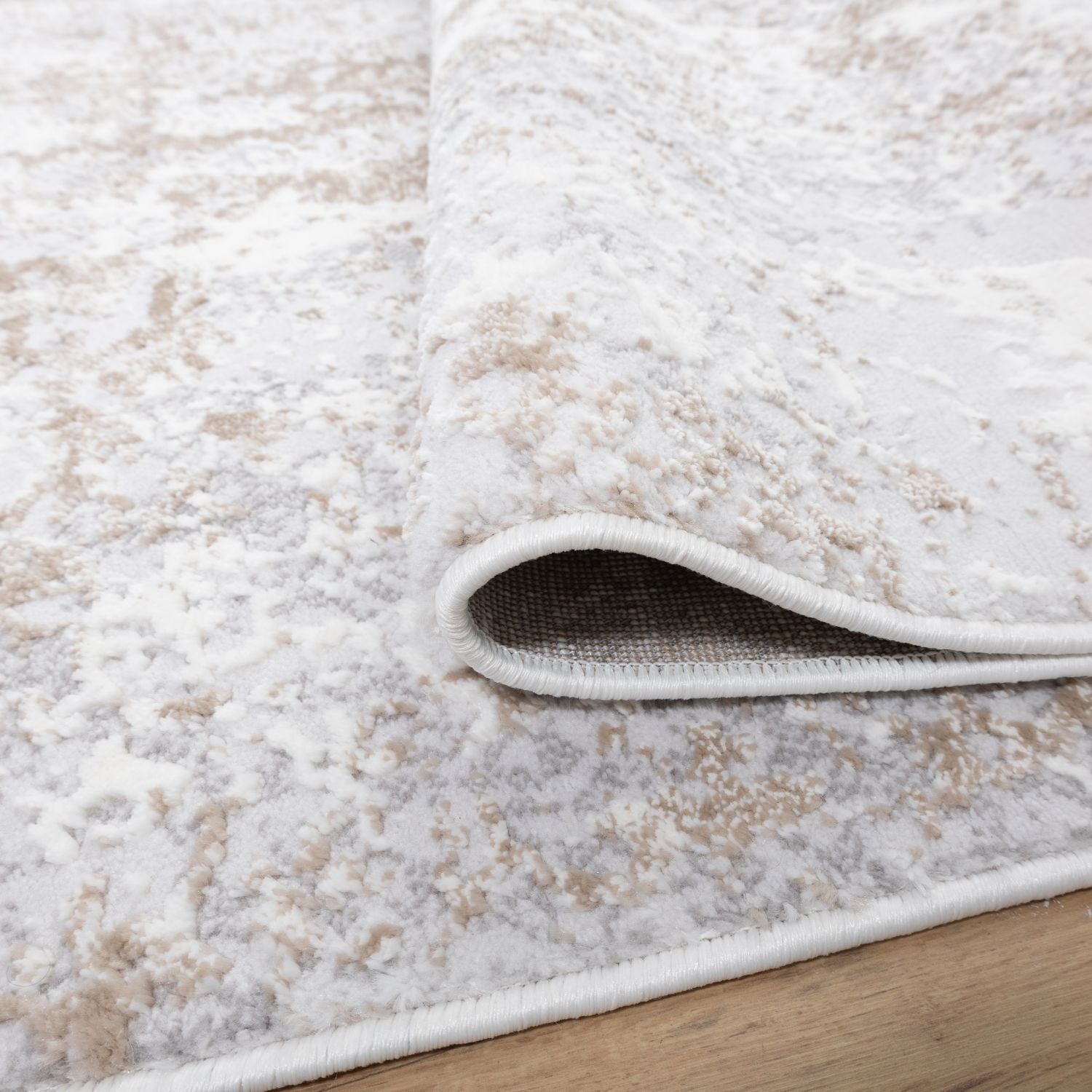 Beige Tapijt Laagpolig Vloerkleed Omid Abstract World