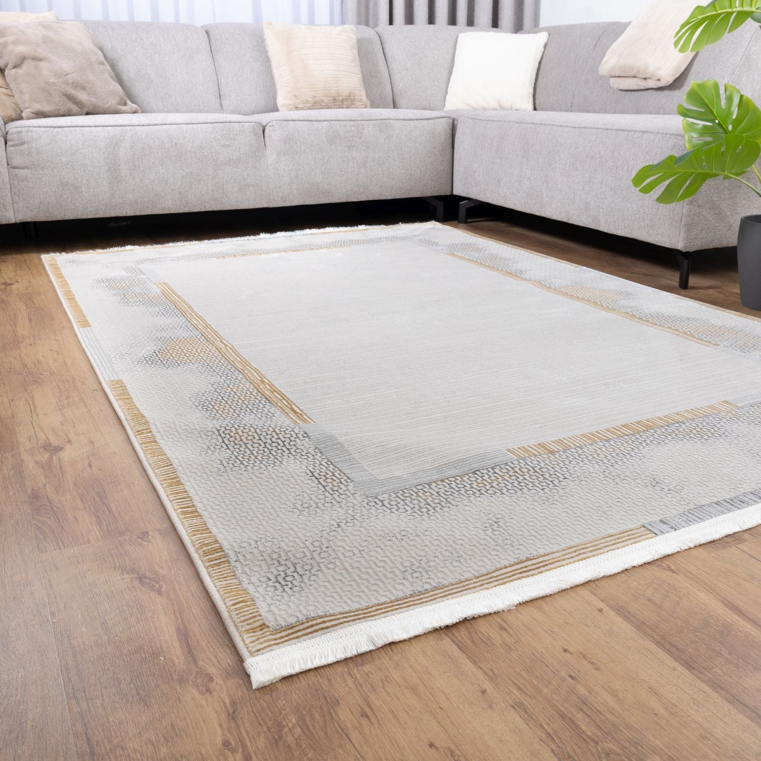 Grijs Tapijt Laagpolig Vloerkleed Omid Beige Essence