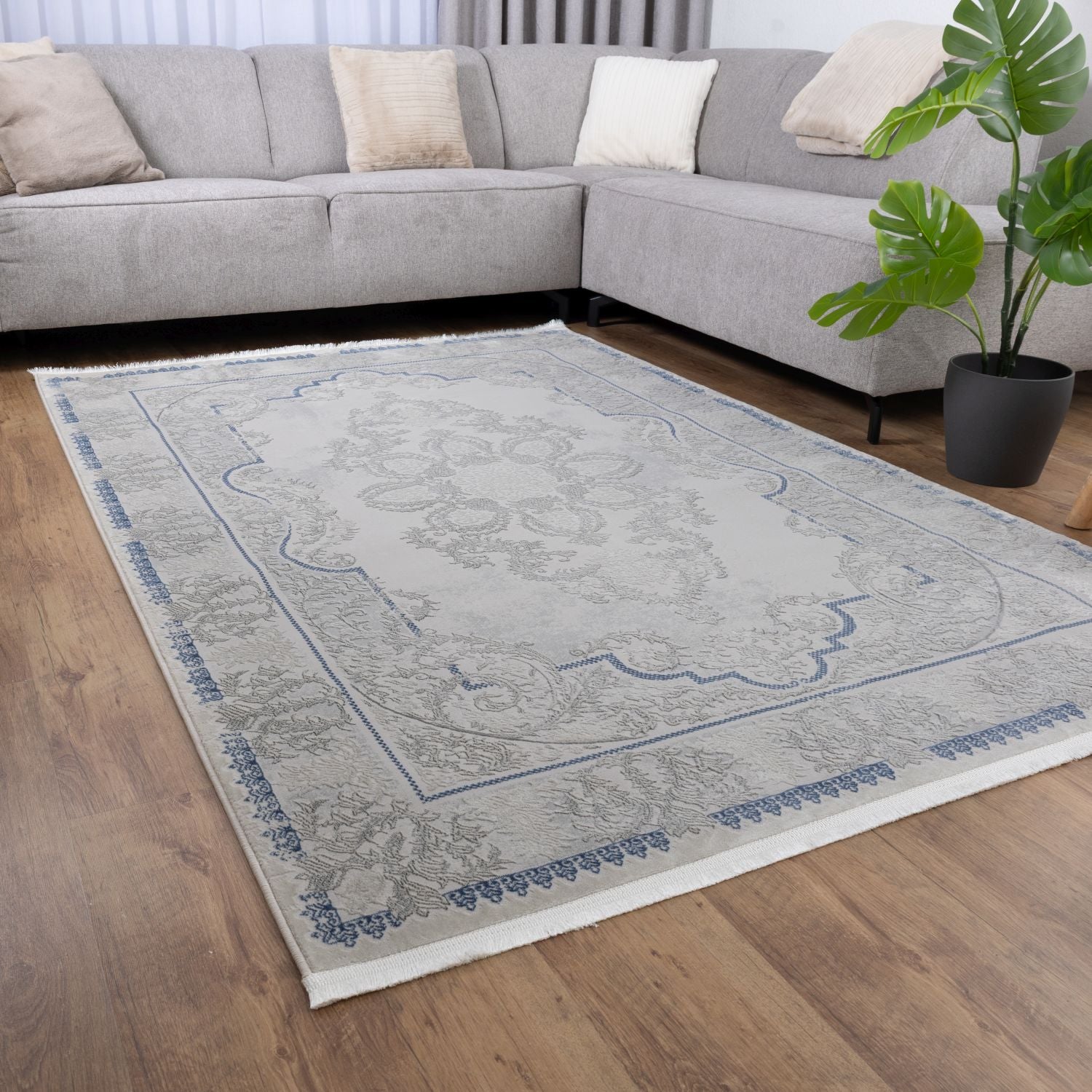 Grijs Tapijt Laagpolig Vloerkleed Omid Beige Essence