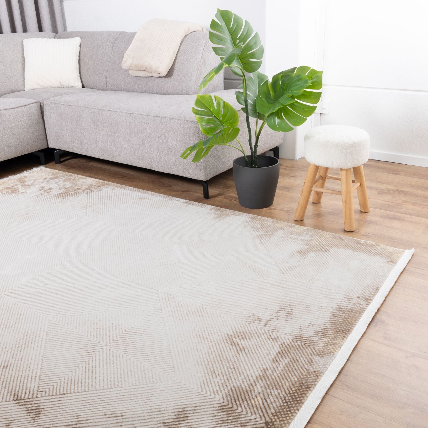 Cremé Tapijt Laagpolig Vloerkleed Omid Beige Essence