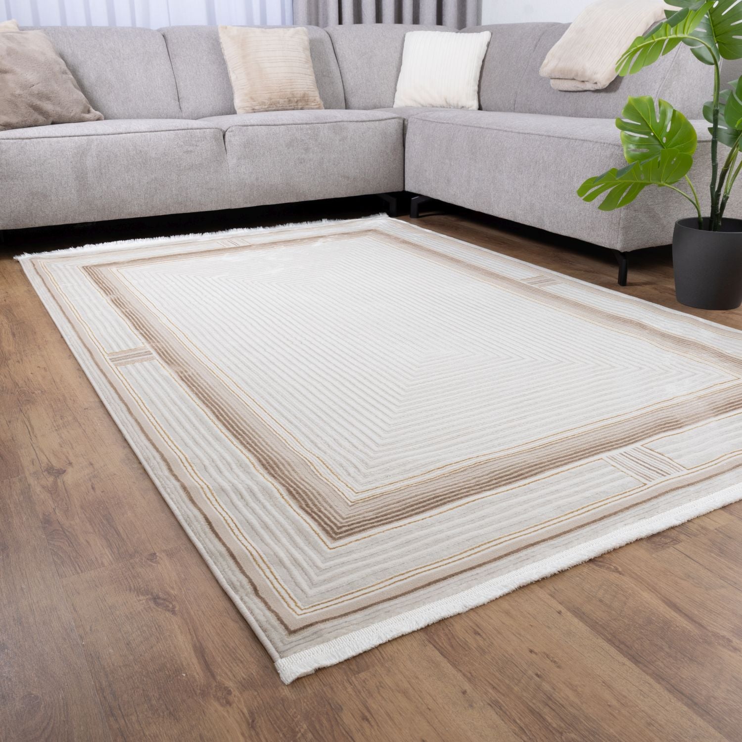 Cremé Tapijt Laagpolig Vloerkleed Omid Beige Essence