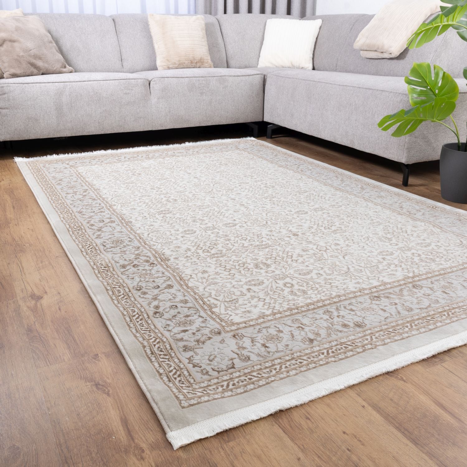 Cremé Tapijt Laagpolig Vloerkleed Omid Beige Essence