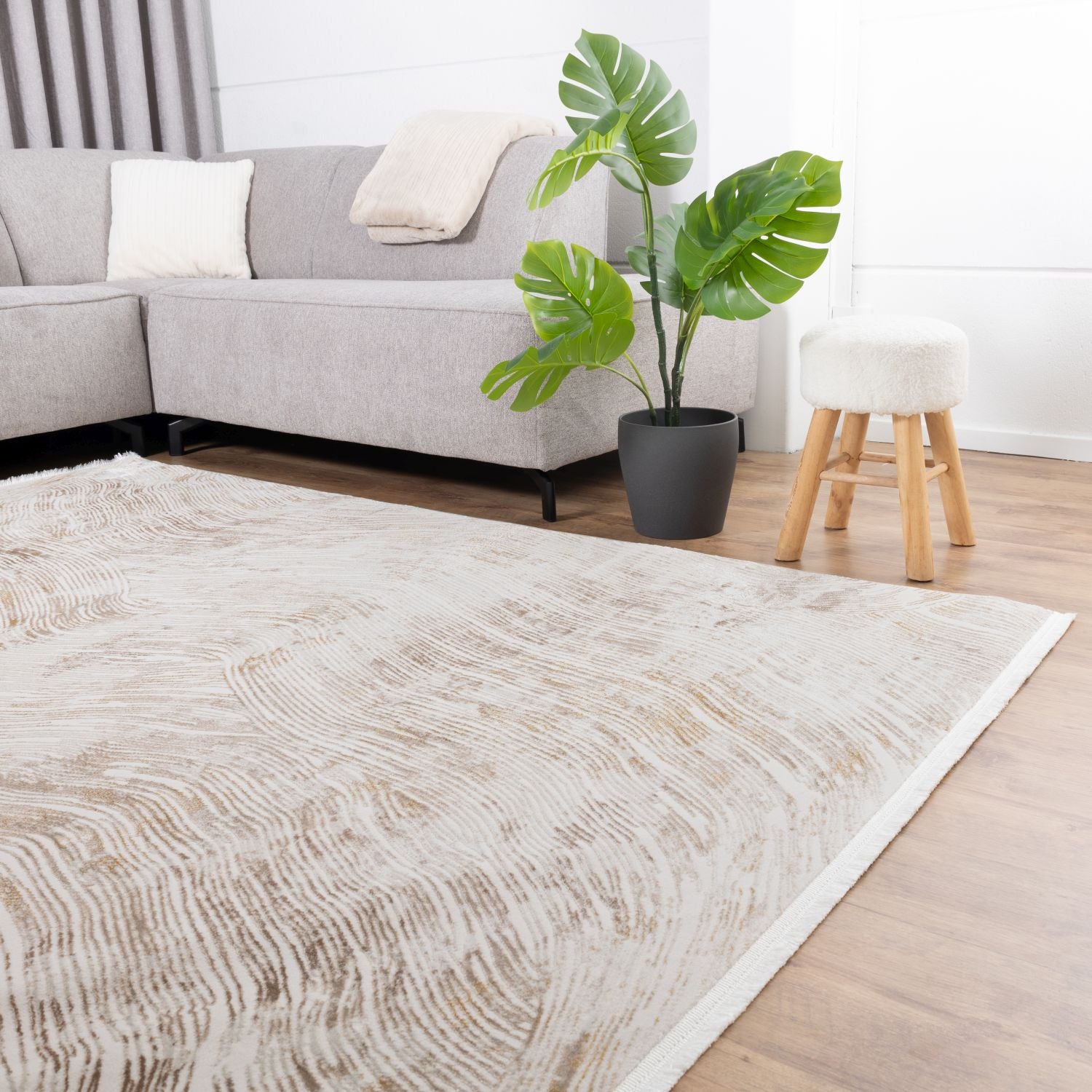 Cremé Tapijt Laagpolig Vloerkleed Omid Beige Essence