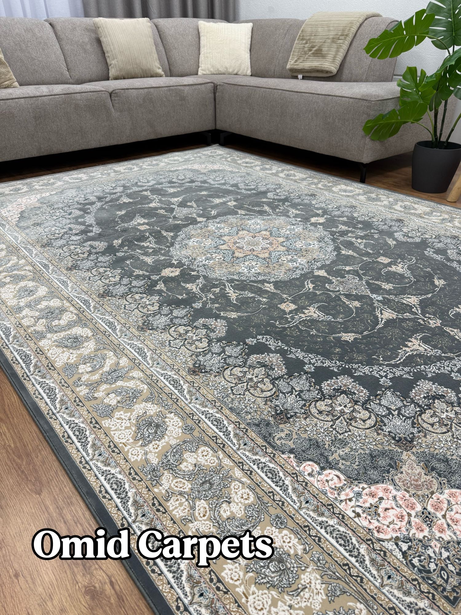 قالین 1500 شانه * DonkerGrijs Tapijt Laagpolig Klassiek Vloerkleed - Omid Premium Classic Hand Look - 4,5 Miljoen punten/m²