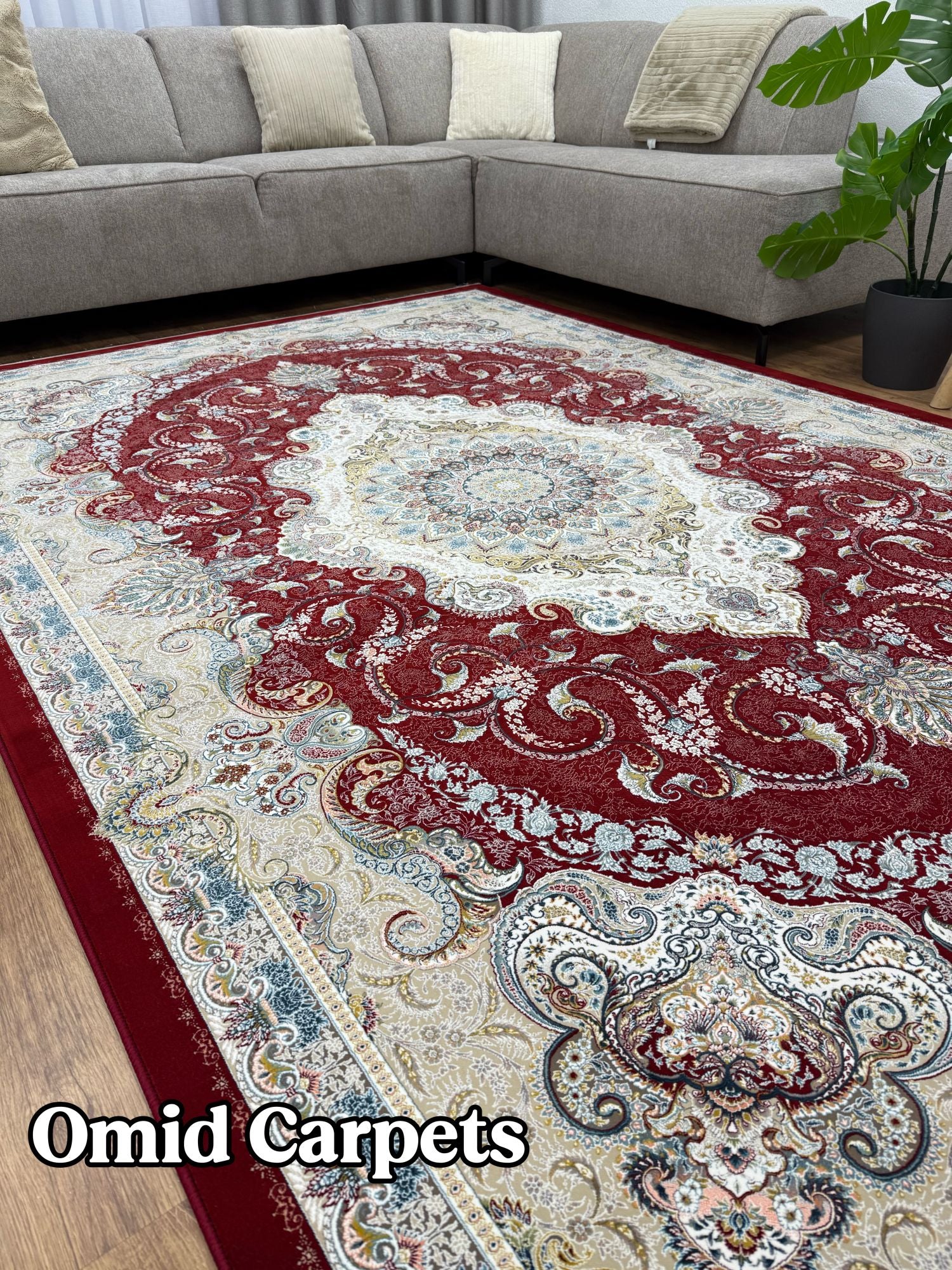 قالین 1500 شانه * Rood Tapijt Laagpolig Klassiek Vloerkleed - Omid Premium Classic Hand Look - 4,5 Miljoen punten/m²