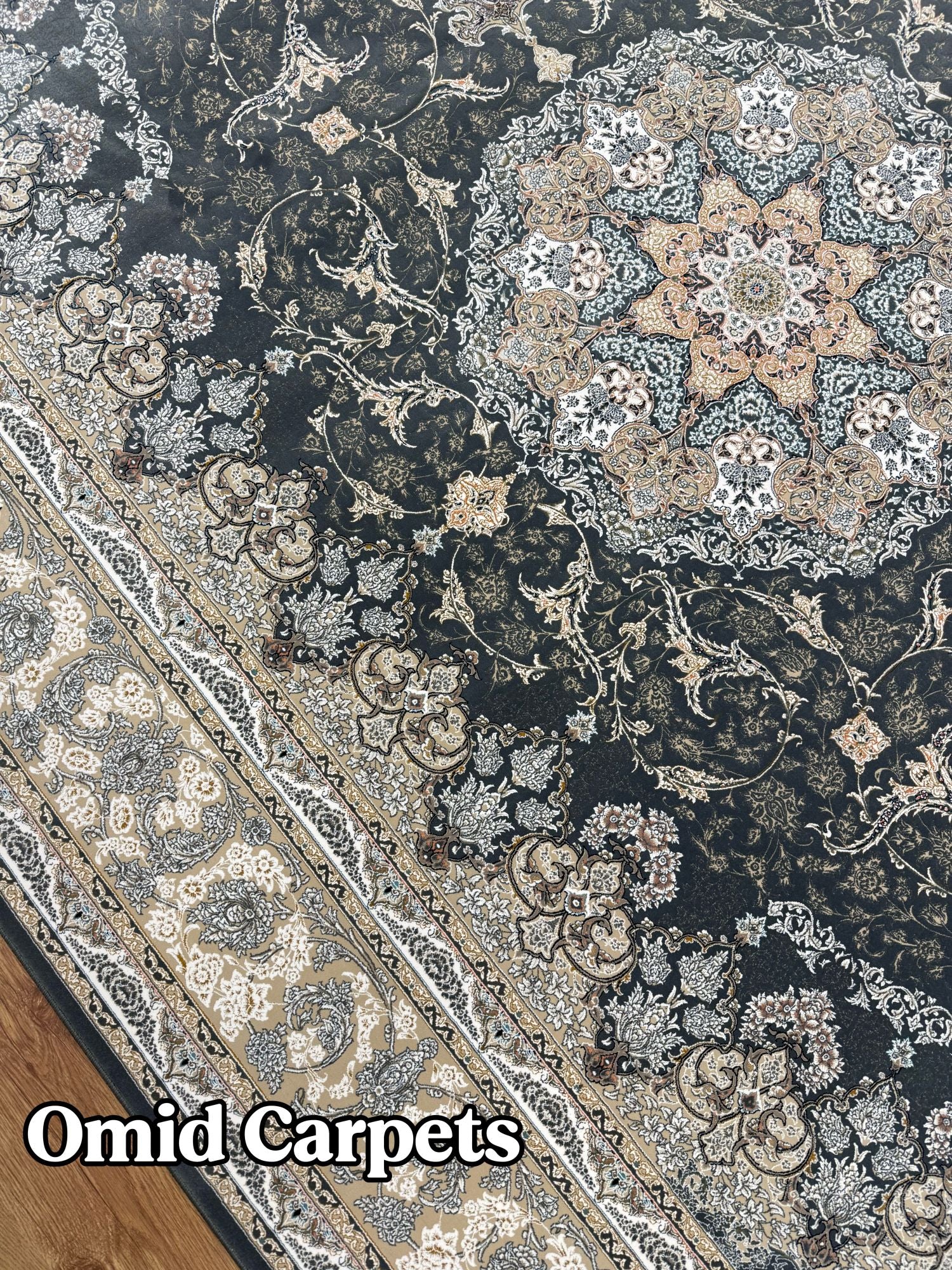 قالین 1500 شانه * DonkerGrijs Tapijt Laagpolig Klassiek Vloerkleed - Omid Premium Classic Hand Look - 4,5 Miljoen punten/m²
