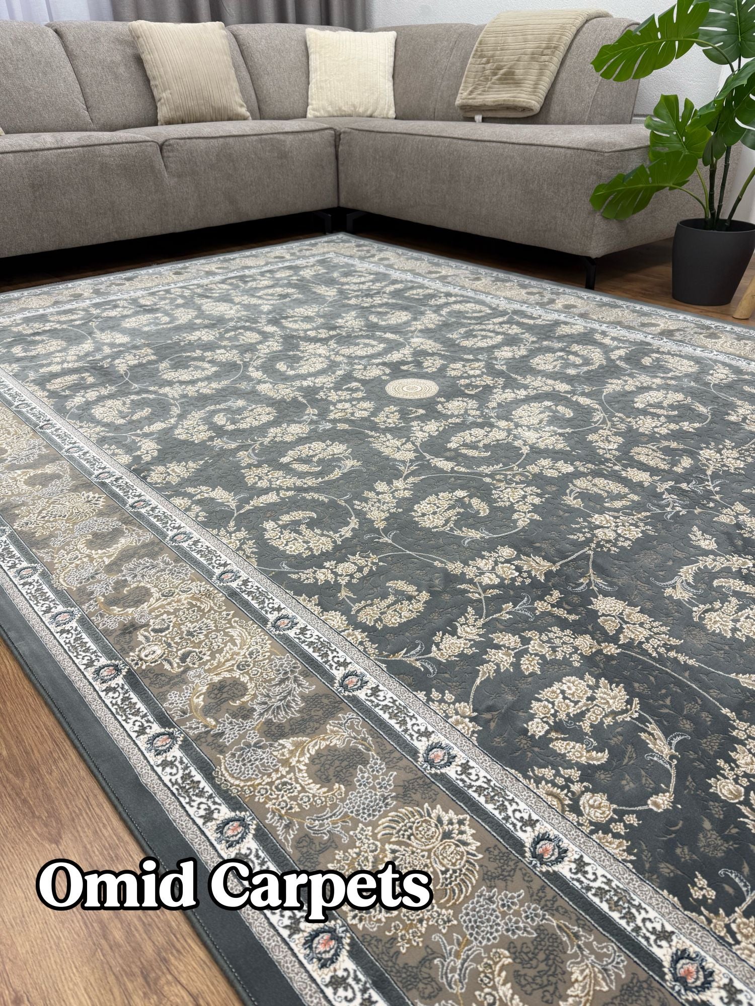 قالین 1500 شانه * DonkerGrijs Tapijt Laagpolig Klassiek Vloerkleed - Omid Premium Classic Hand Look - 4,5 Miljoen punten/m²