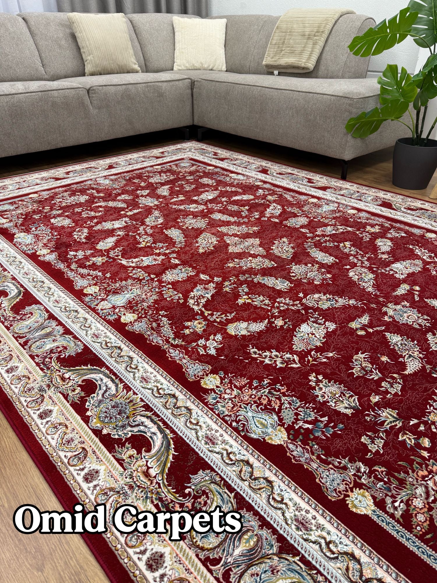 قالین 1500 شانه * Rood Tapijt Laagpolig Klassiek Vloerkleed - Omid Premium Classic Hand Look - 4,5 Miljoen punten/m²