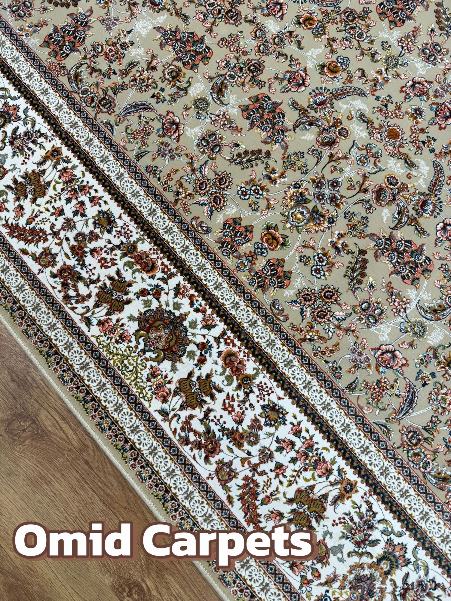 قالین 1500 شانه * Beige Tapijt Laagpolig Klassiek Vloerkleed - Omid Premium Classic Hand Look - 4,5 Miljoen punten/m²