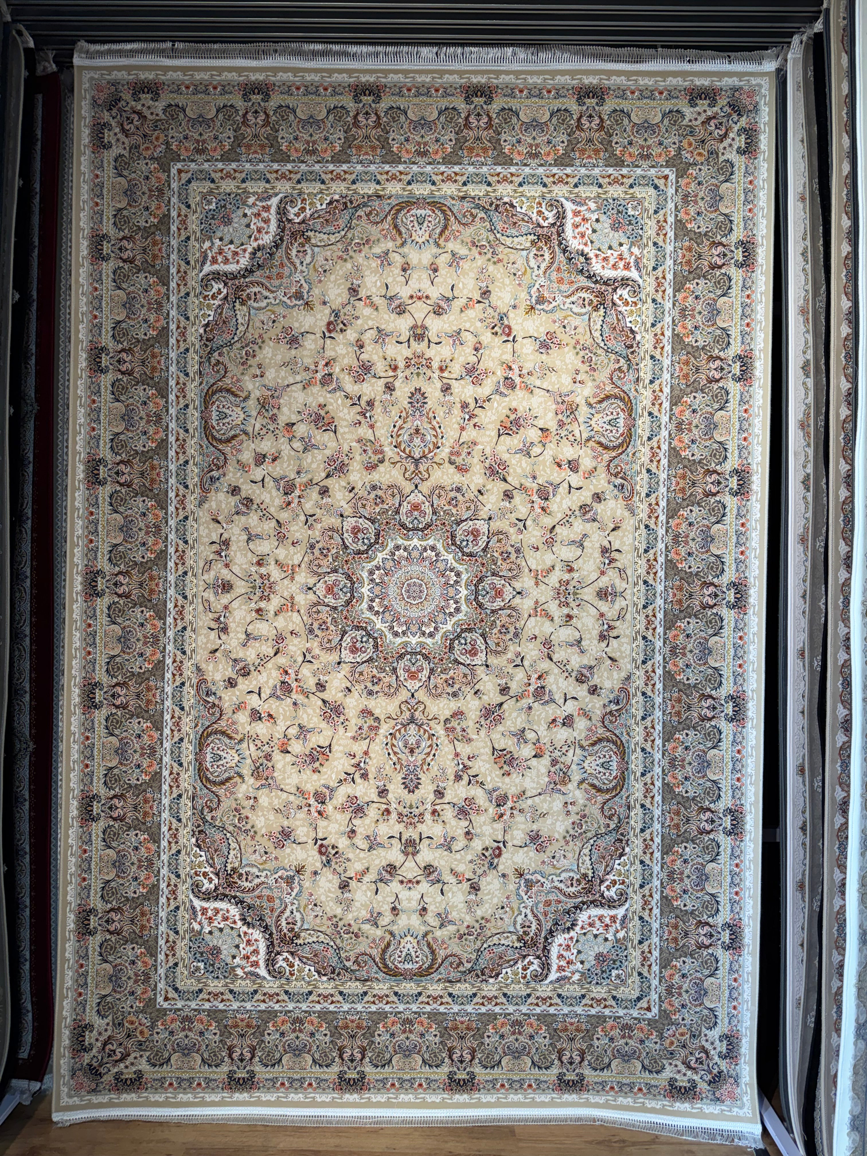 قالین 1500 شانه * Beige Tapijt Laagpolig Klassiek Vloerkleed - Omid Premium Classic Hand Look - 4,5 Miljoen punten/m² (Copy) - Omid Carpets