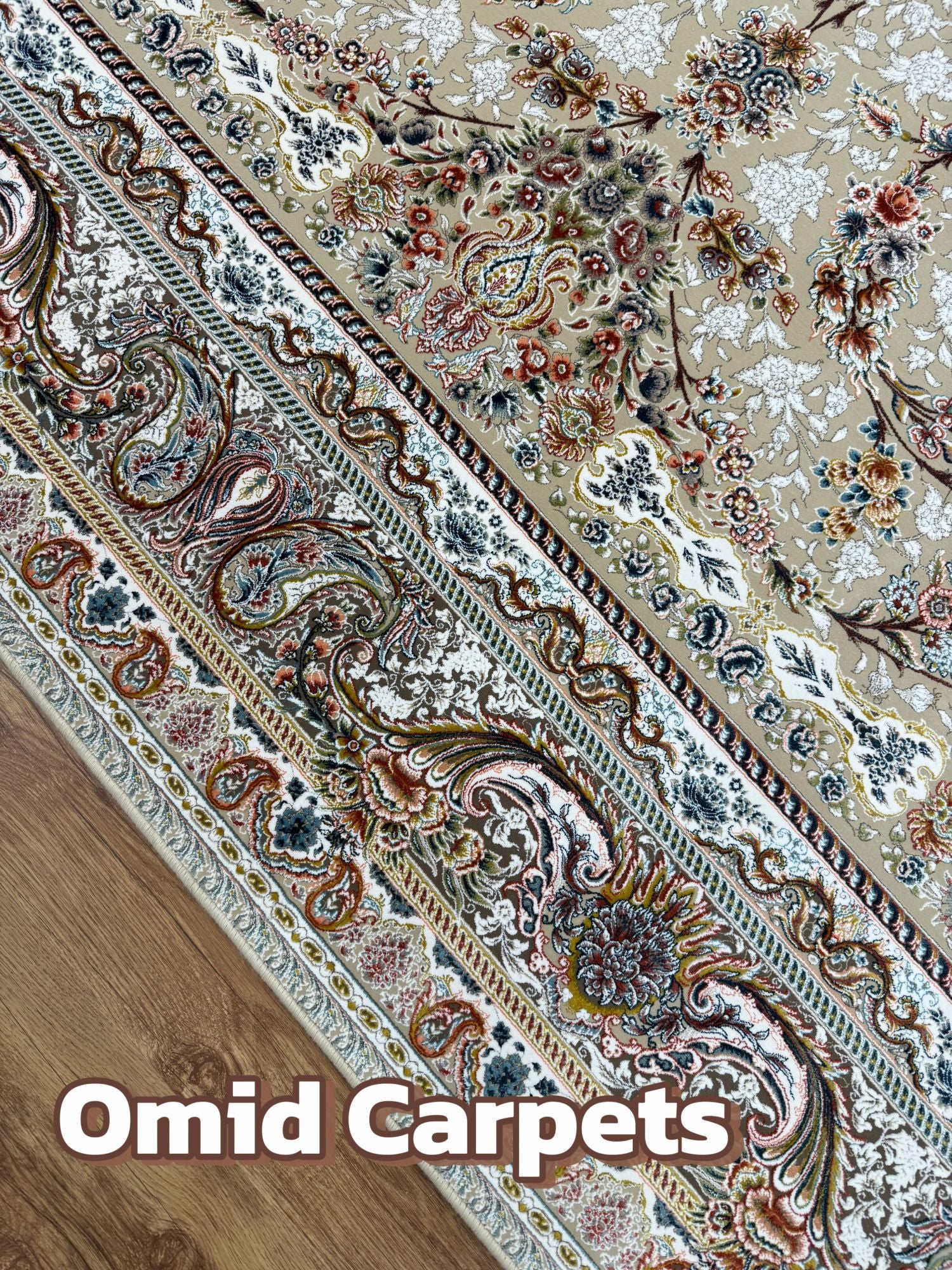 قالین 1500 شانه * Beige Tapijt Laagpolig Klassiek Vloerkleed - Omid Premium Classic Hand Look - 4,5 Miljoen punten/m²