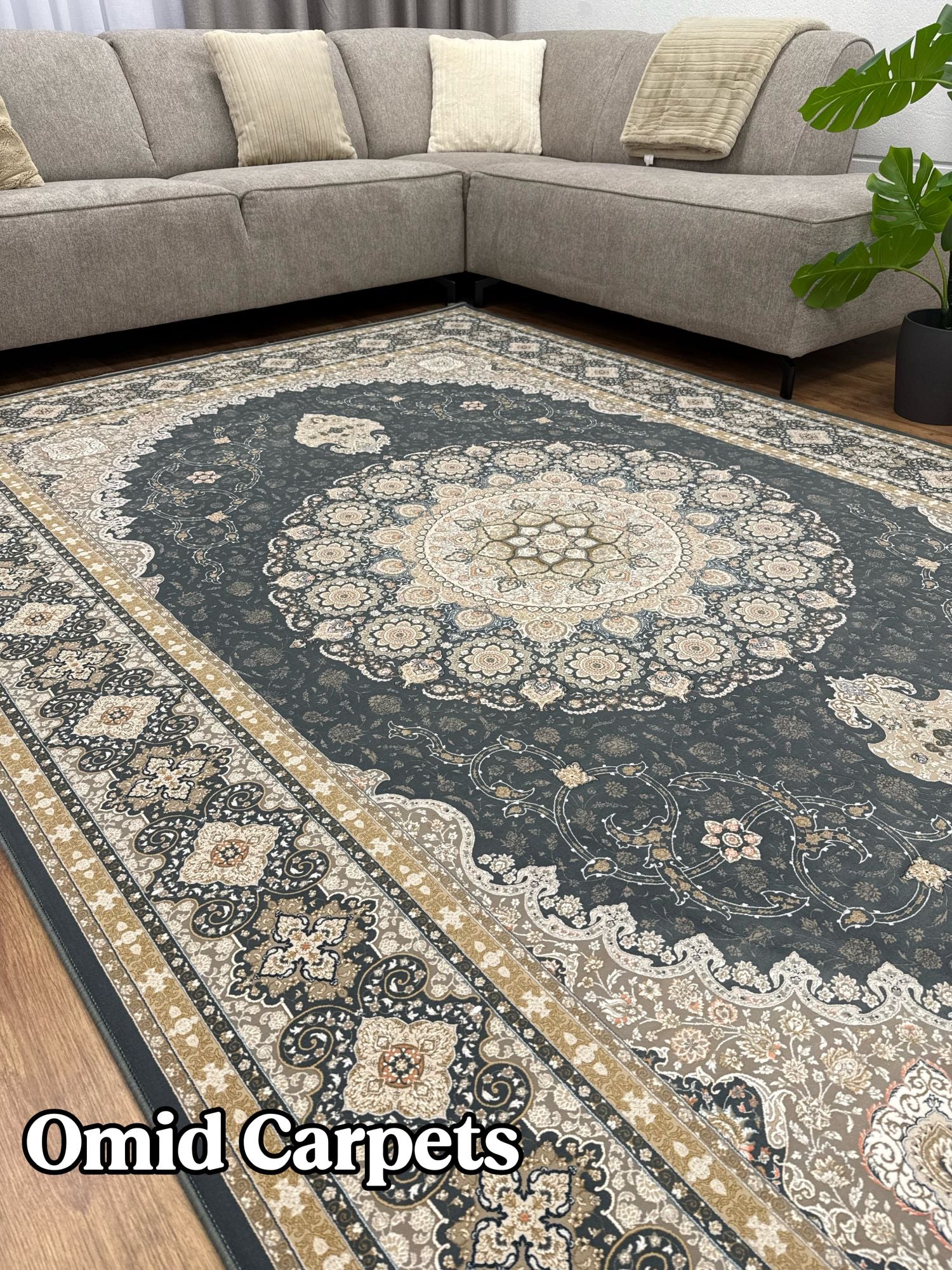 قالین 1500 شانه * DonkerGrijs Tapijt Laagpolig Klassiek Vloerkleed - Omid Premium Classic Hand Look - 4,5 Miljoen punten/m²