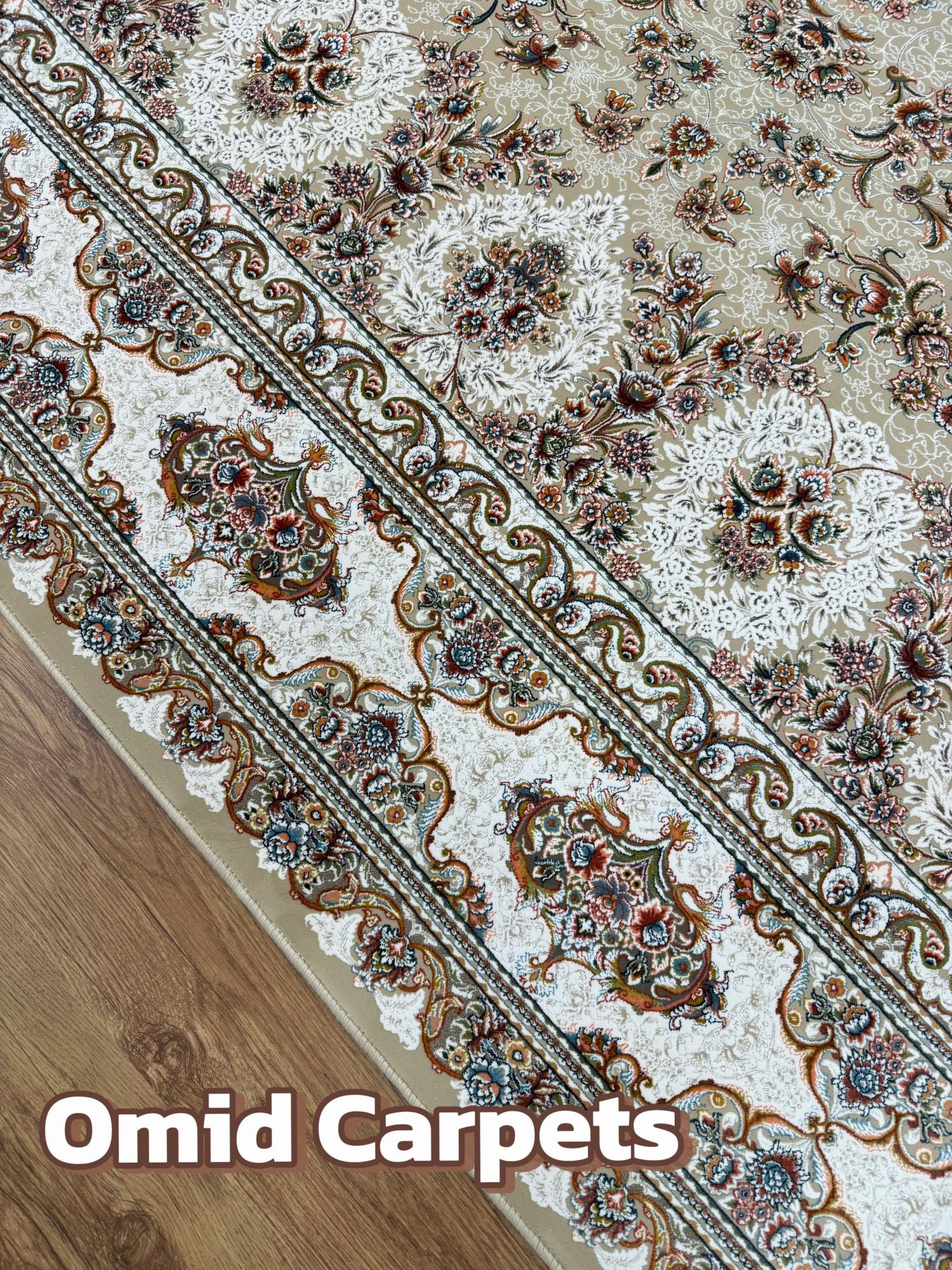 قالین 1500 شانه * Beige Tapijt Laagpolig Klassiek Vloerkleed - Omid Premium Classic Hand Look - 4,5 Miljoen punten/m²