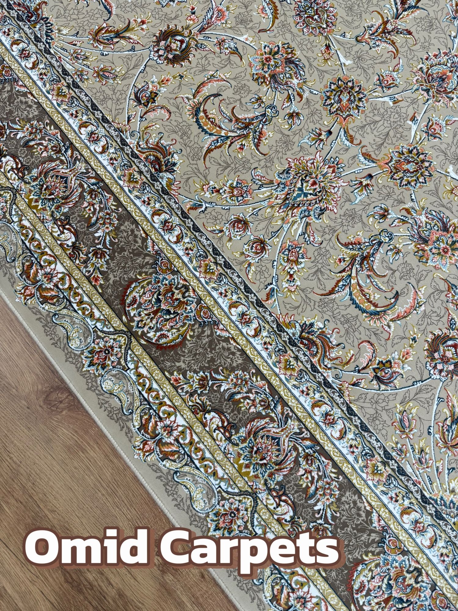 قالین 1500 شانه * Beige Tapijt Laagpolig Klassiek Vloerkleed - Omid Premium Classic Hand Look - 4,5 Miljoen punten/m²