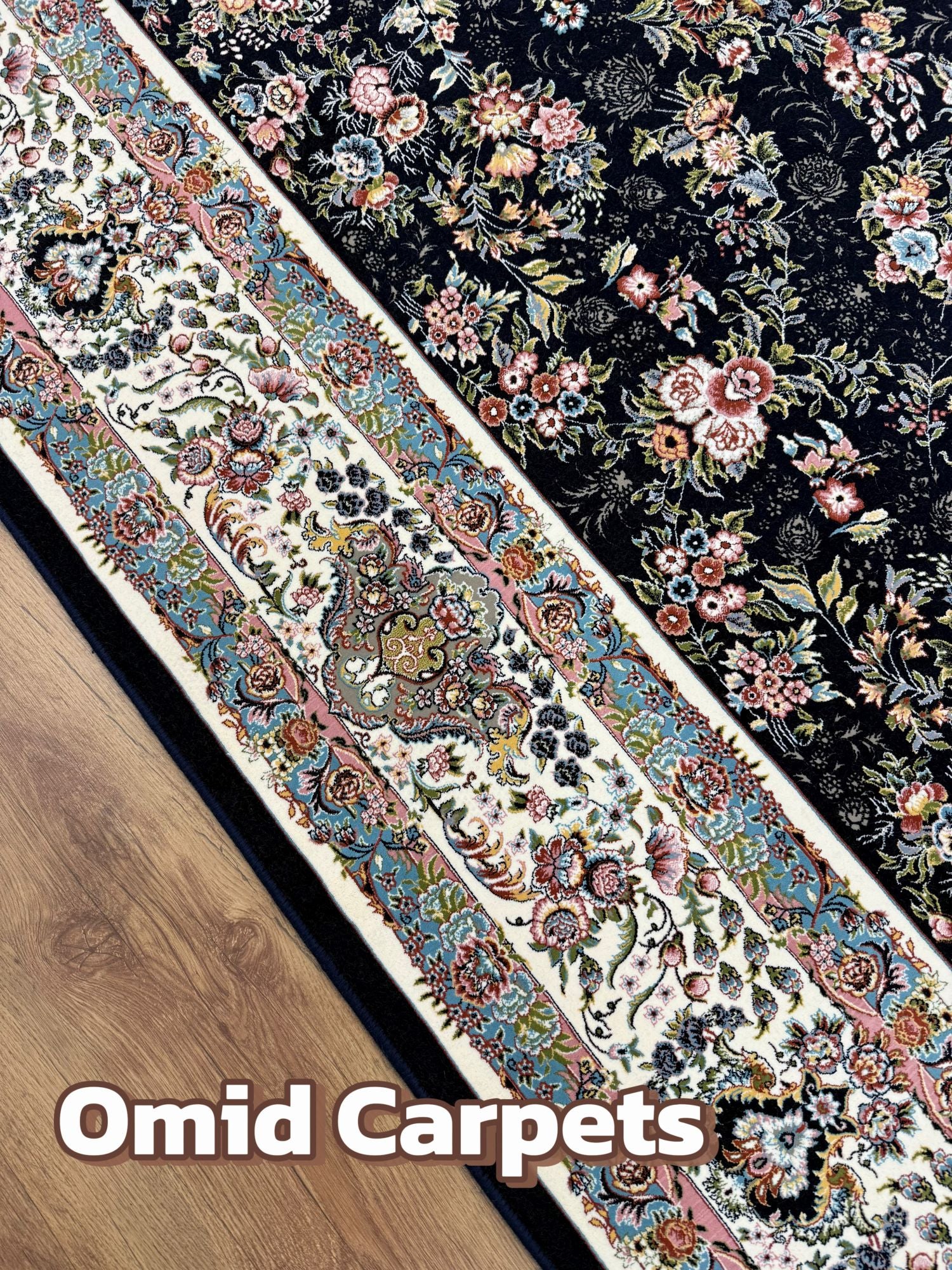 قالین 1200 شانه * Blauw Tapijt Laagpolig Klassiek Vloerkleed - Omid Premium Classic Hand Look - 3 Miljoen punten/m²