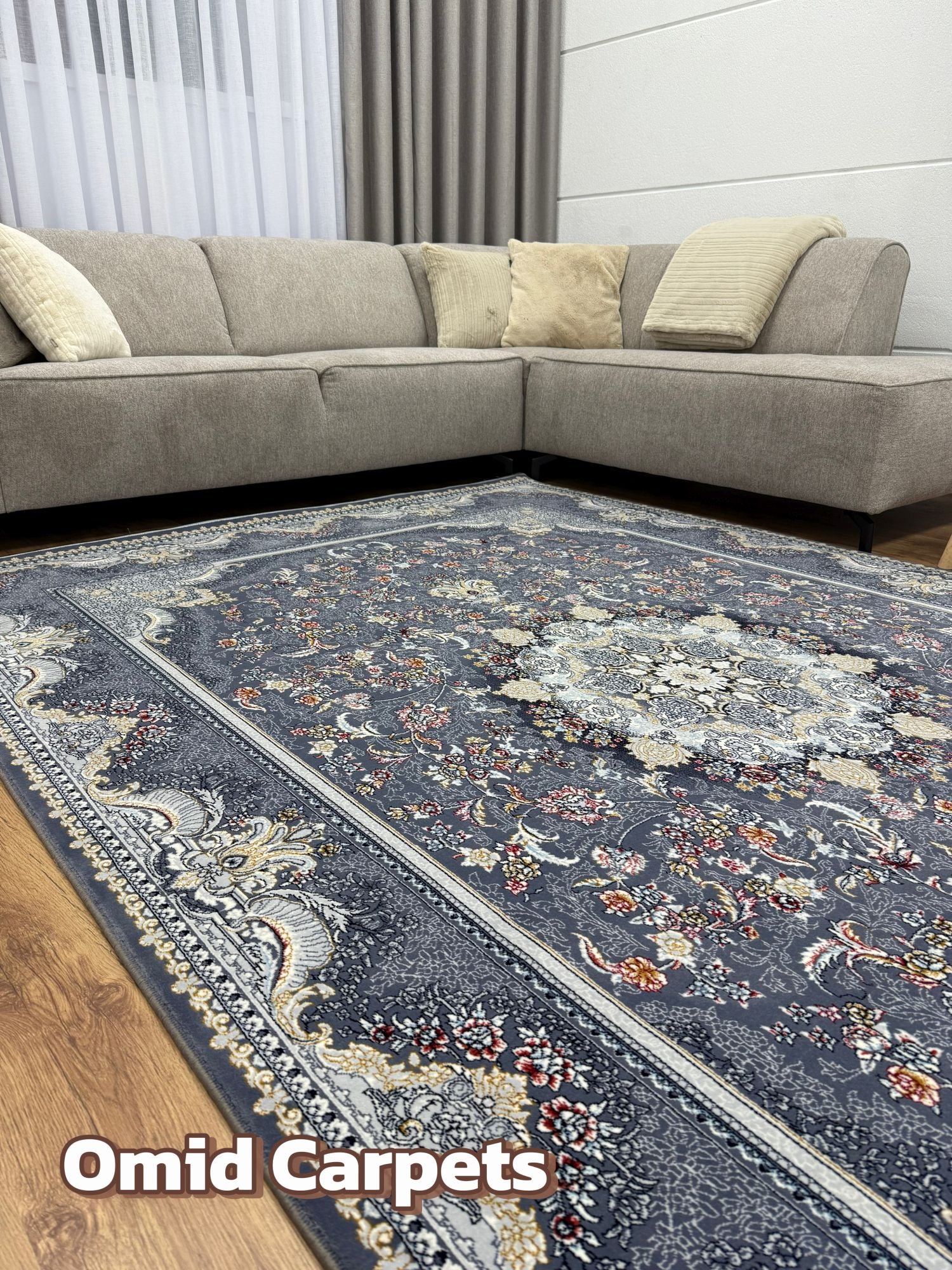 قالین ترکی * Grijs Tapijt Laagpolig Klassiek Vloerkleed - Omid Premium Classic