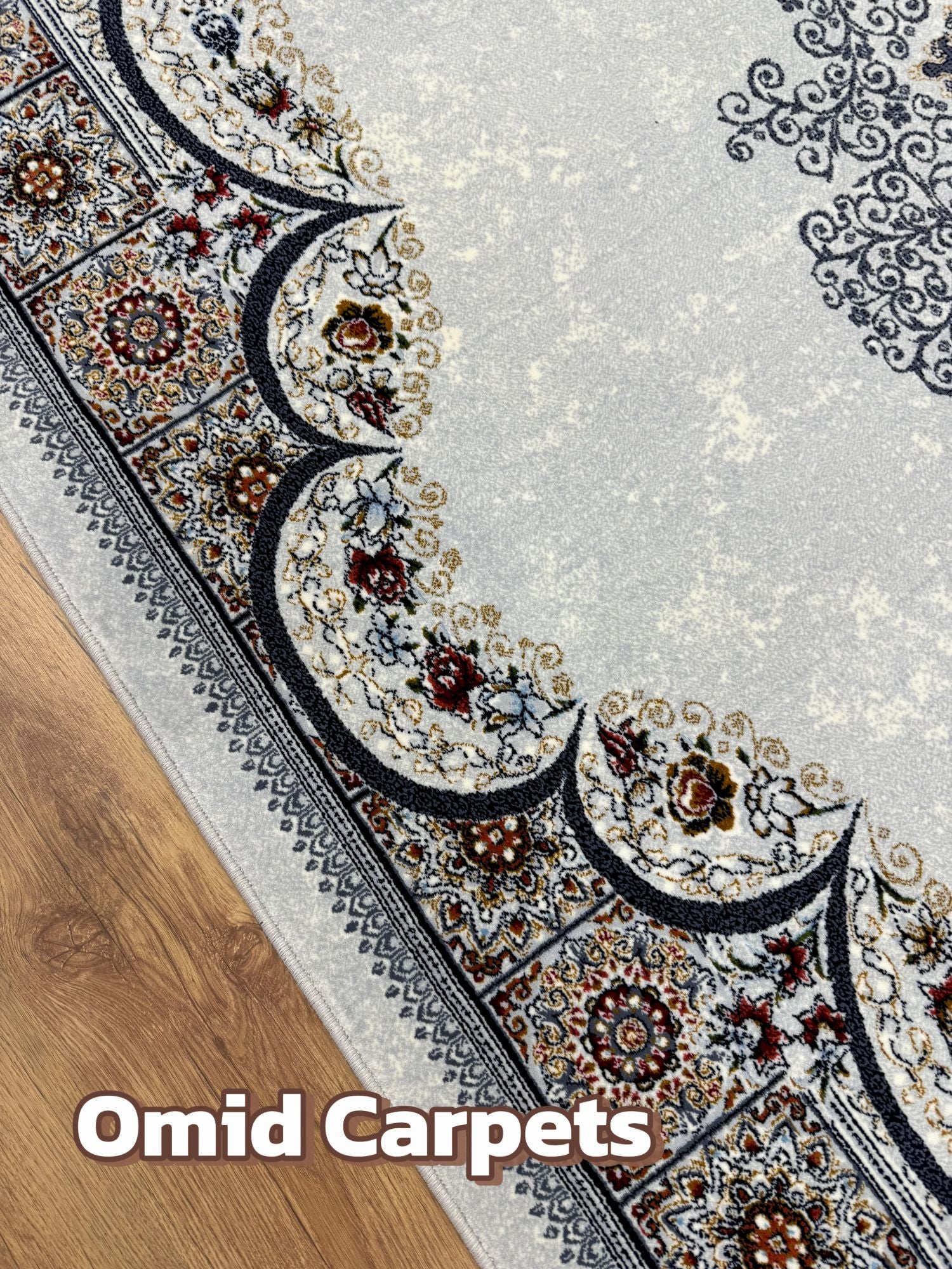 قالین ترکی * Grijs Tapijt Laagpolig Klassiek Vloerkleed - Omid Premium Classic