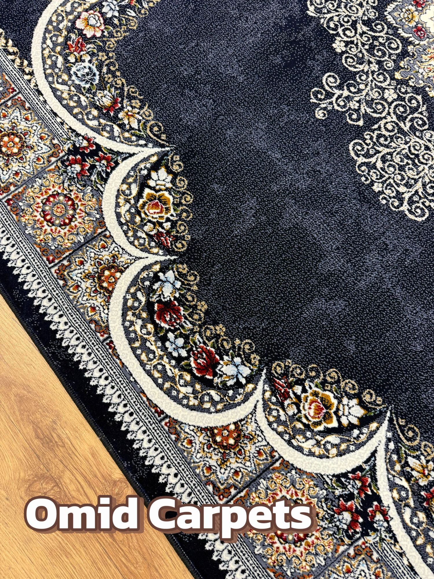 قالین ترکی * DonkerBlauw Tapijt Laagpolig Klassiek Vloerkleed - Omid Premium Classic