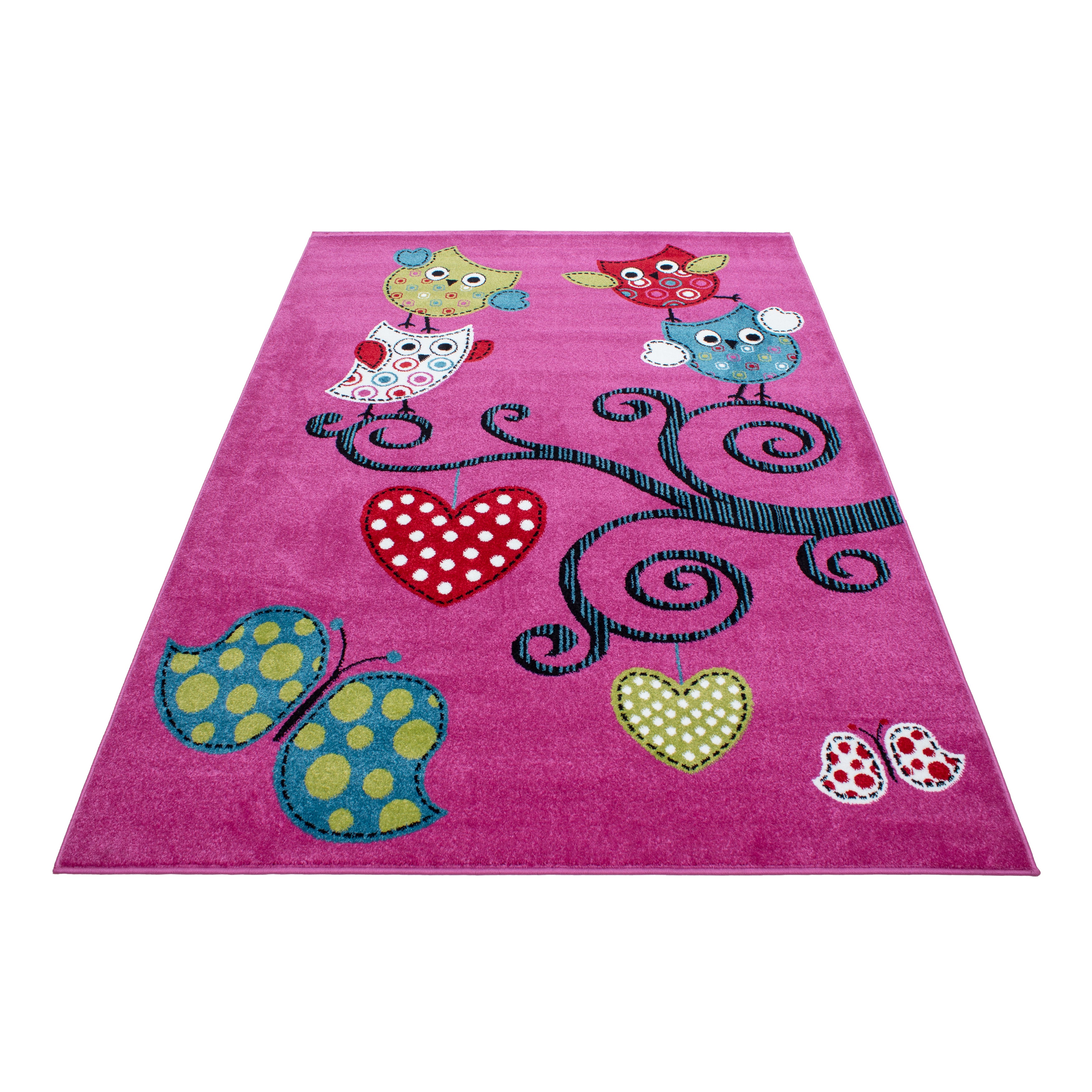 Kindertapijt Omid Vogeltjes Roos Vloerkleed - Omid Carpets