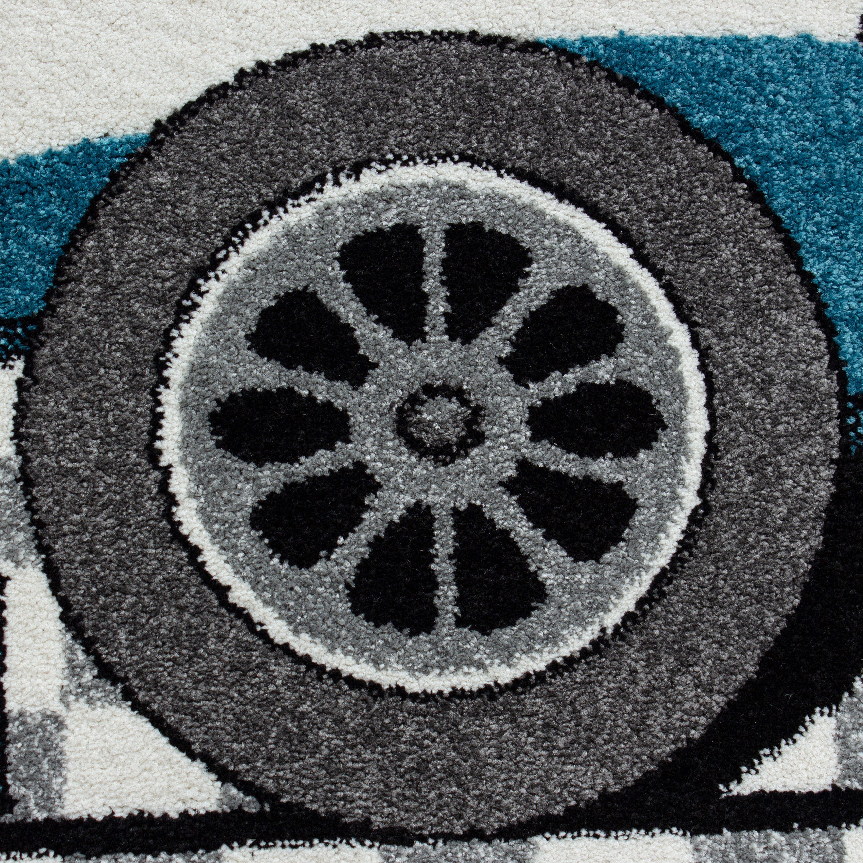 Kindertapijt Omid Racewagen Blauw Vloerkleed - Omid Carpets
