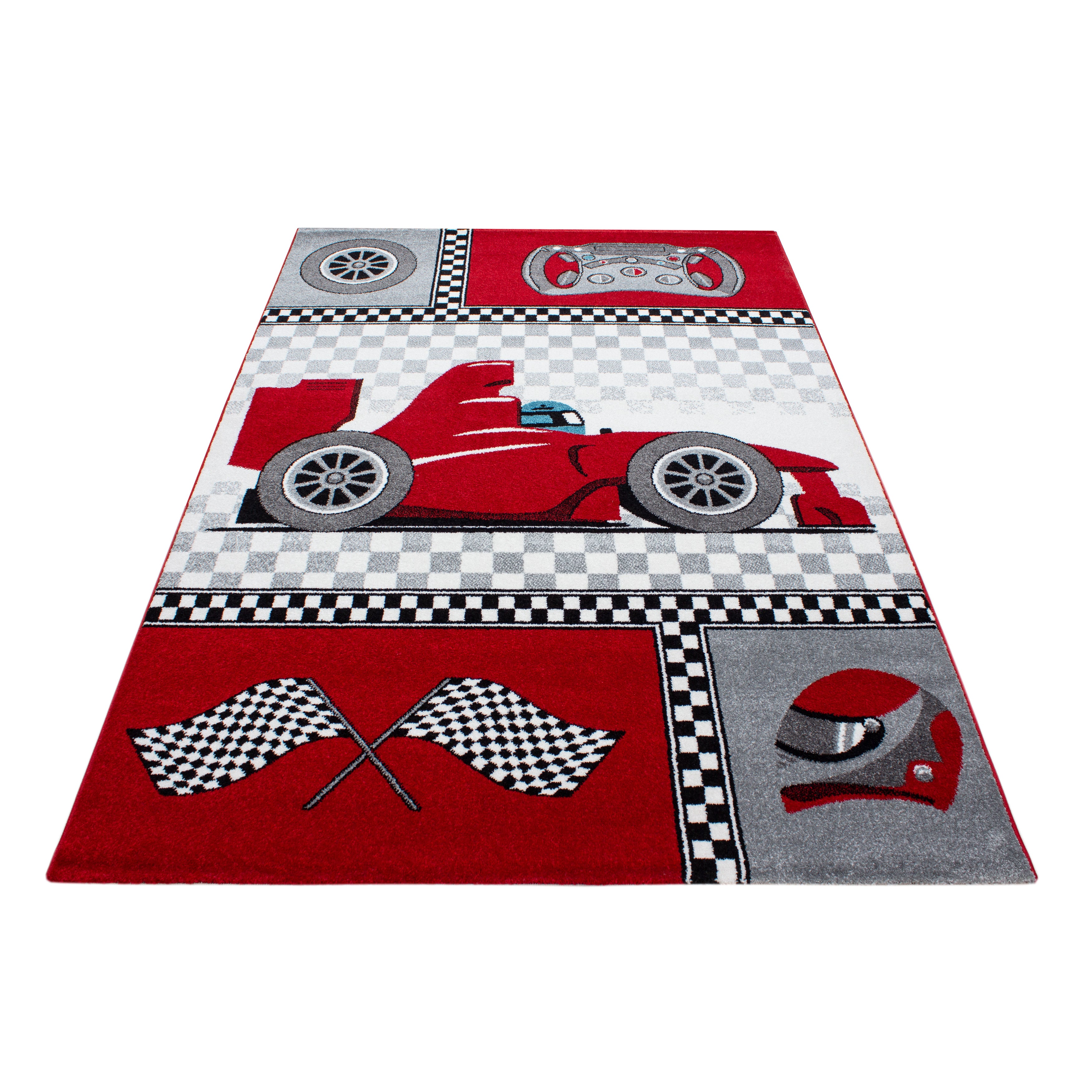 Kindertapijt Omid Racewagen Rood Vloerkleed - Omid Carpets