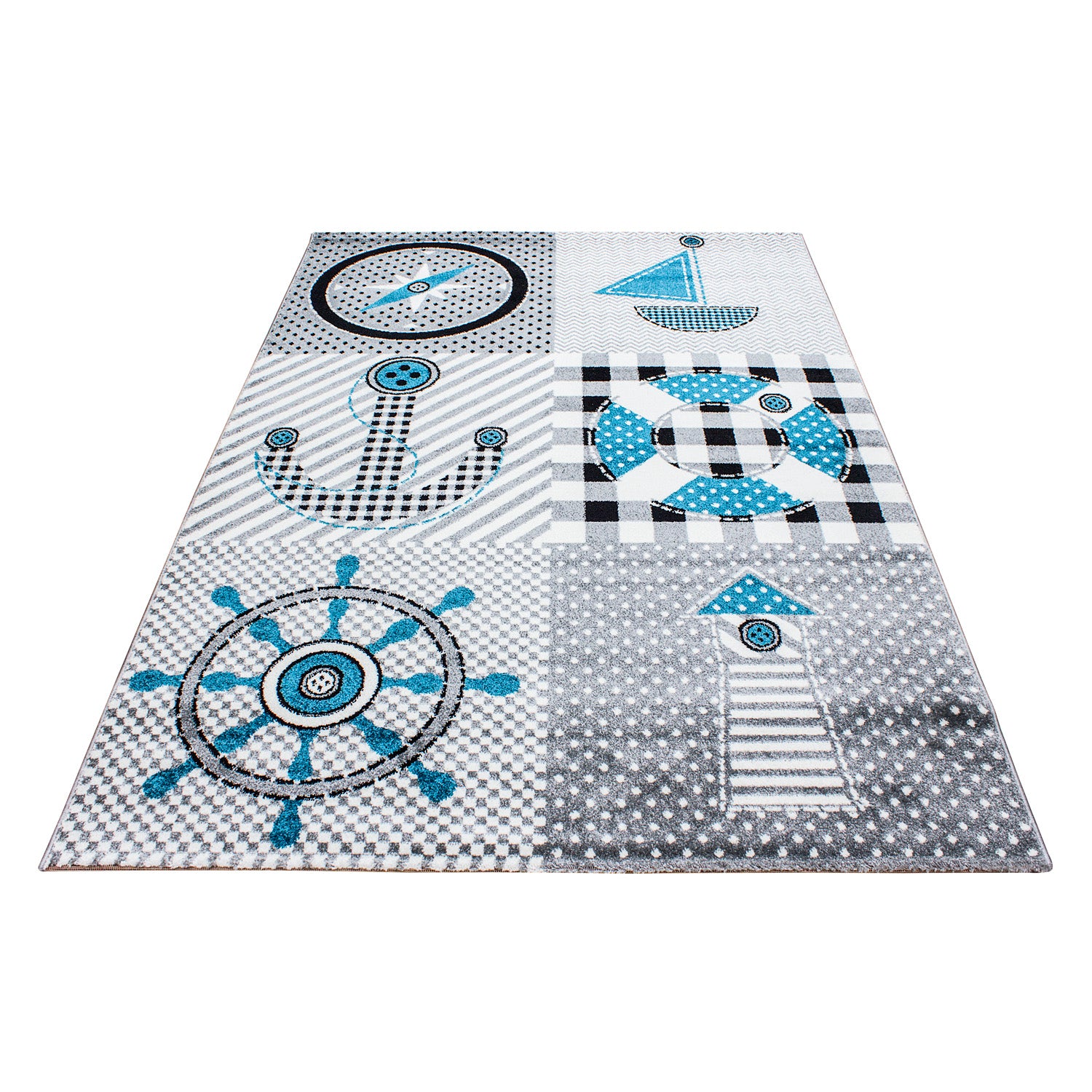 Kindertapijt Omid Avontuur Op Zee Blauw Vloerkleed - Omid Carpets