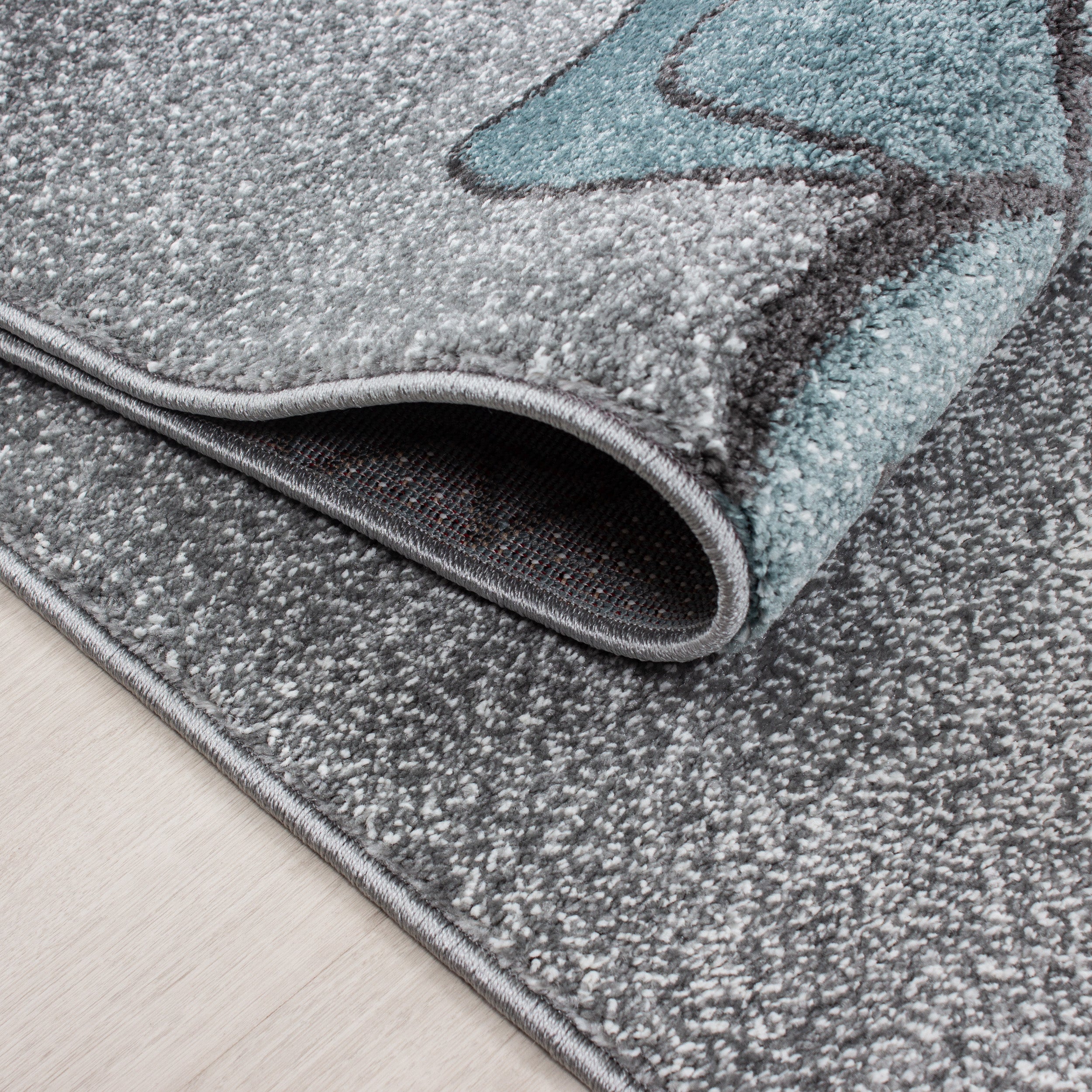 Kindertapijt Omid Beertje in de Wolken Blauw Vloerkleed - Omid Carpets