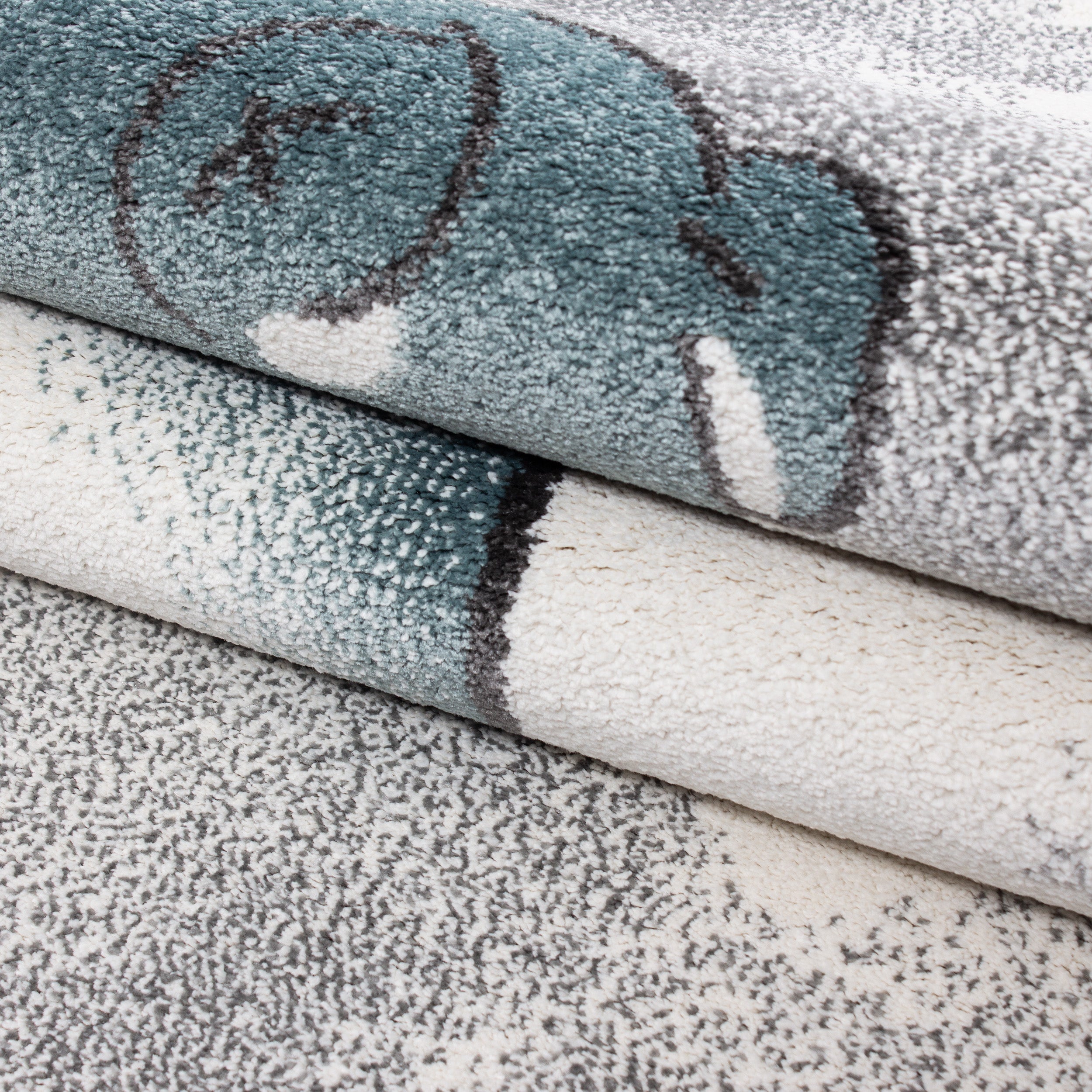 Kindertapijt Omid Beertje in de Wolken Blauw Vloerkleed - Omid Carpets