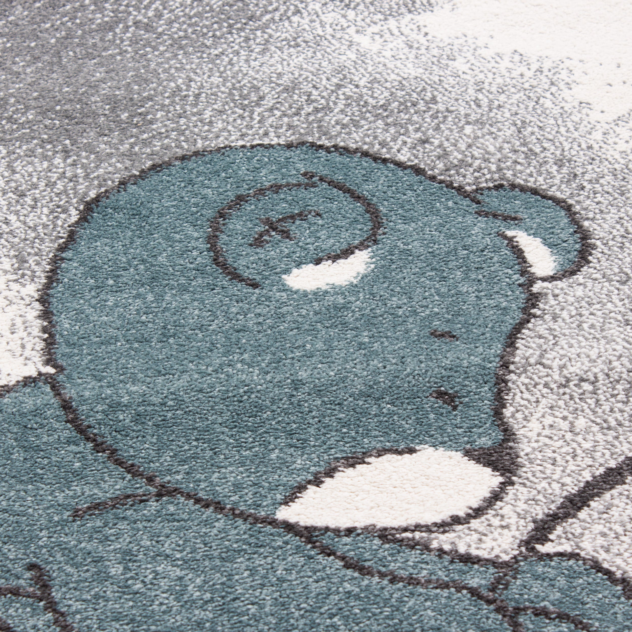 Kindertapijt Omid Beertje in de Wolken Blauw Vloerkleed - Omid Carpets